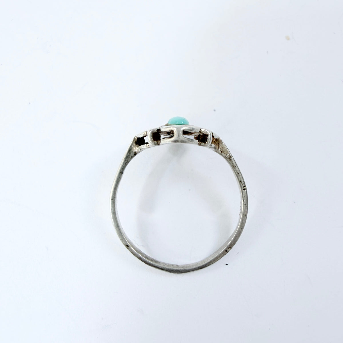 Vintage Solid 900 Silver Turquoise Ring.