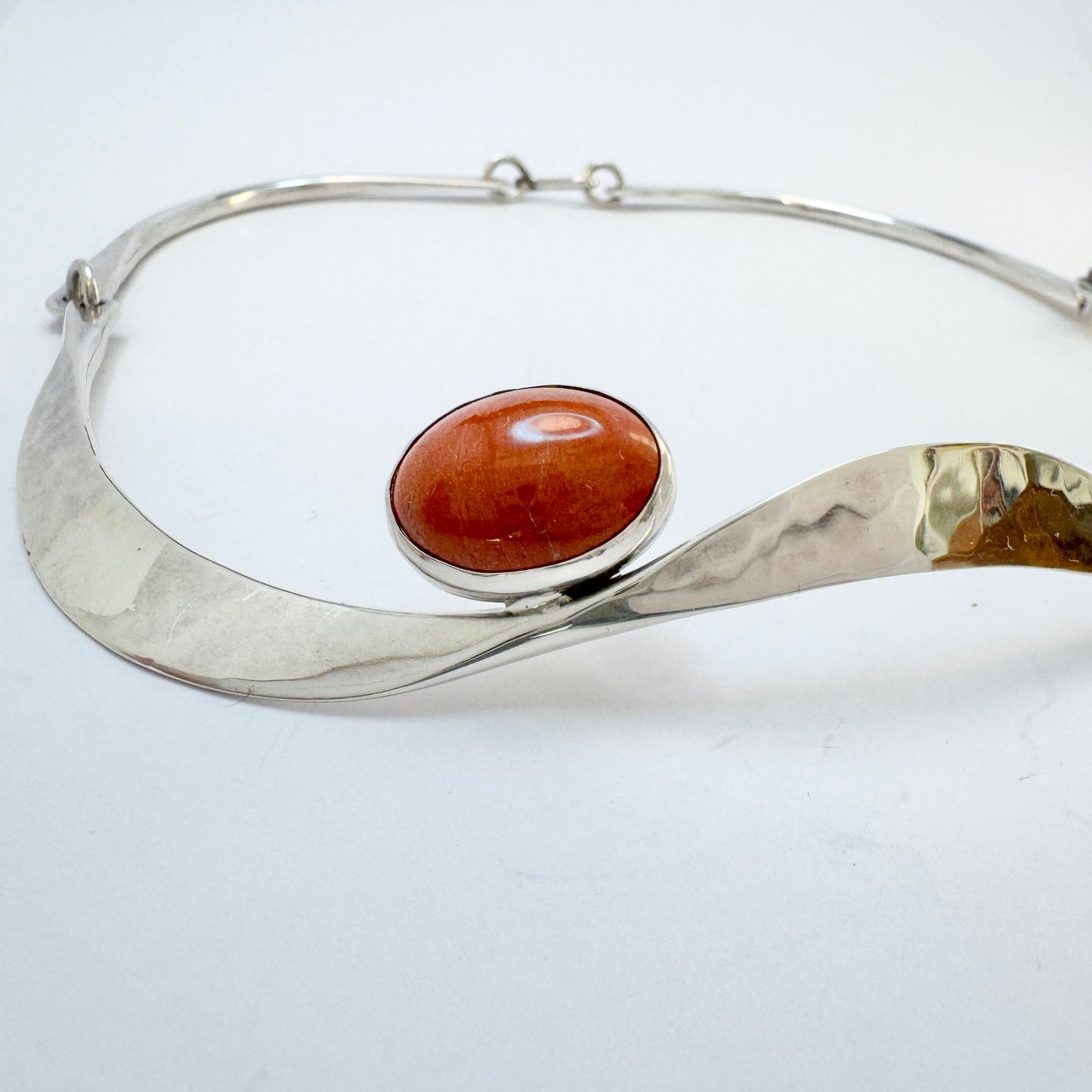 Annie Jägbeck, Sweden 1988. Vintage Sterling Silver Jasper Necklace. Signed.