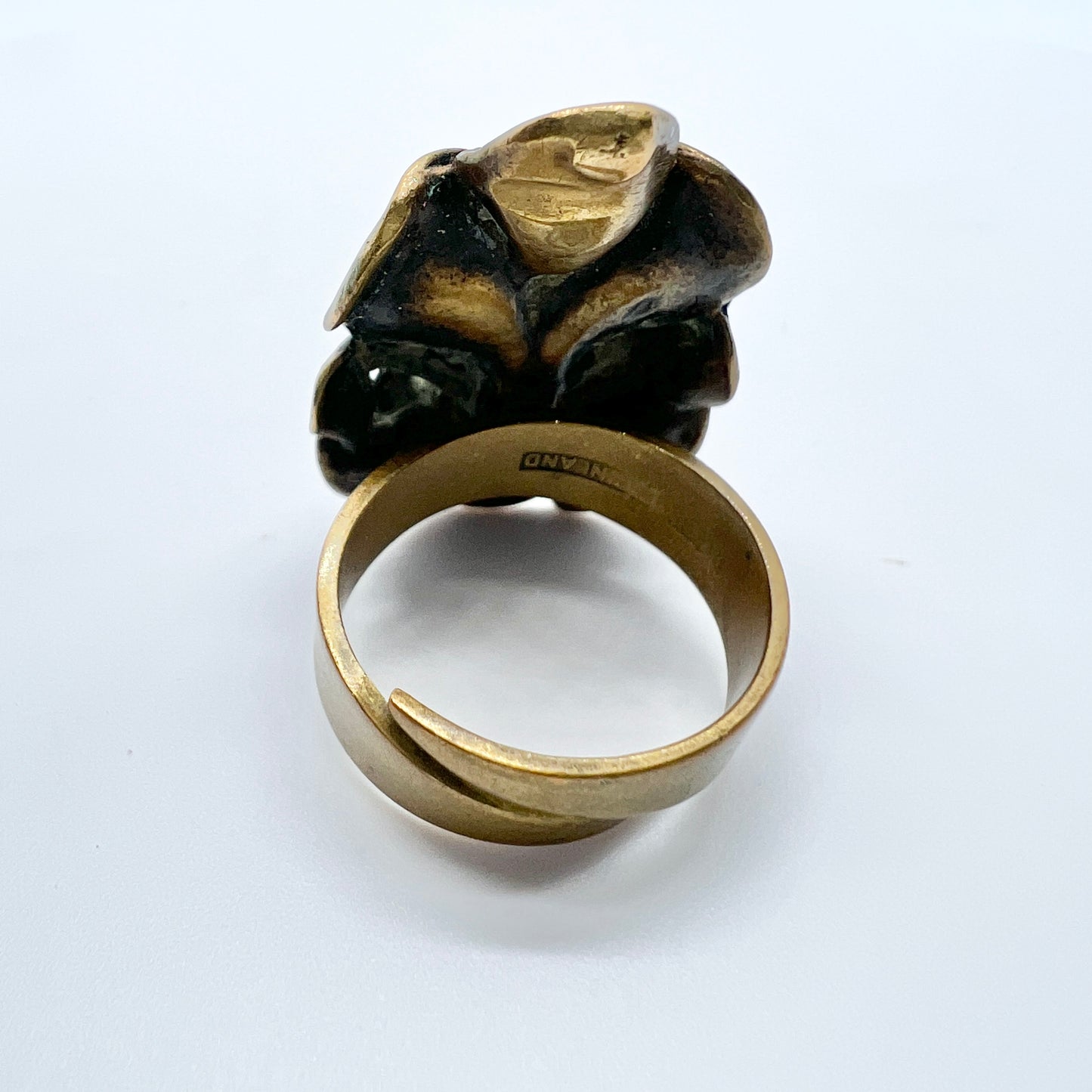 Hannu Ikonen Finland 1970s Vintage Reindeer Moss Design Bronze Ring