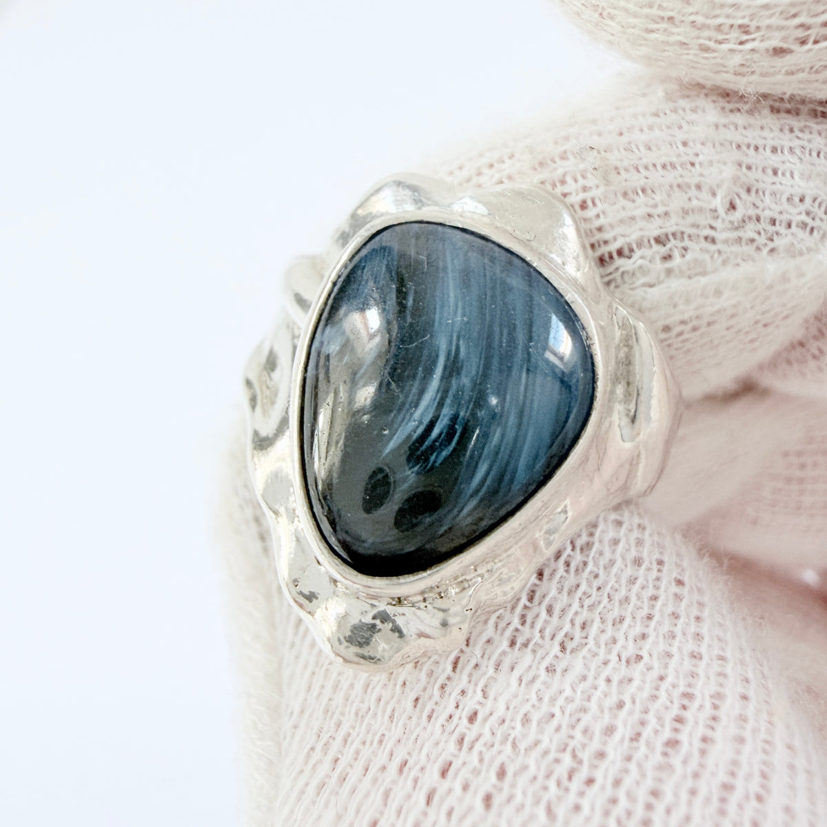 O Nordström, Sweden 1970s. Vintage Sterling Silver Bergslagen-stone Ring.