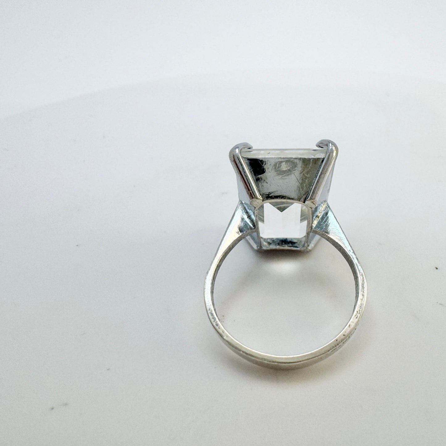 Japan, Vintage Sterling Silver Rock Crystal Ring.