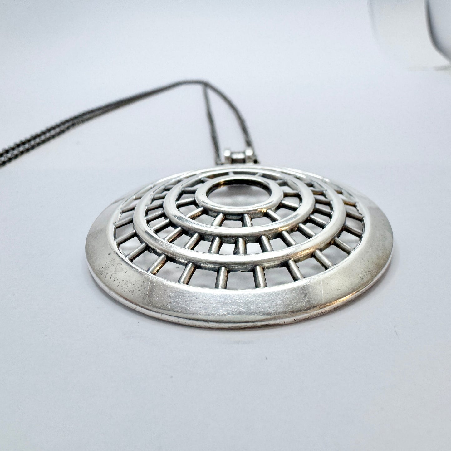 Kalevala Koru, Finland 1967. Vintage Solid Silver Pendant Necklace.