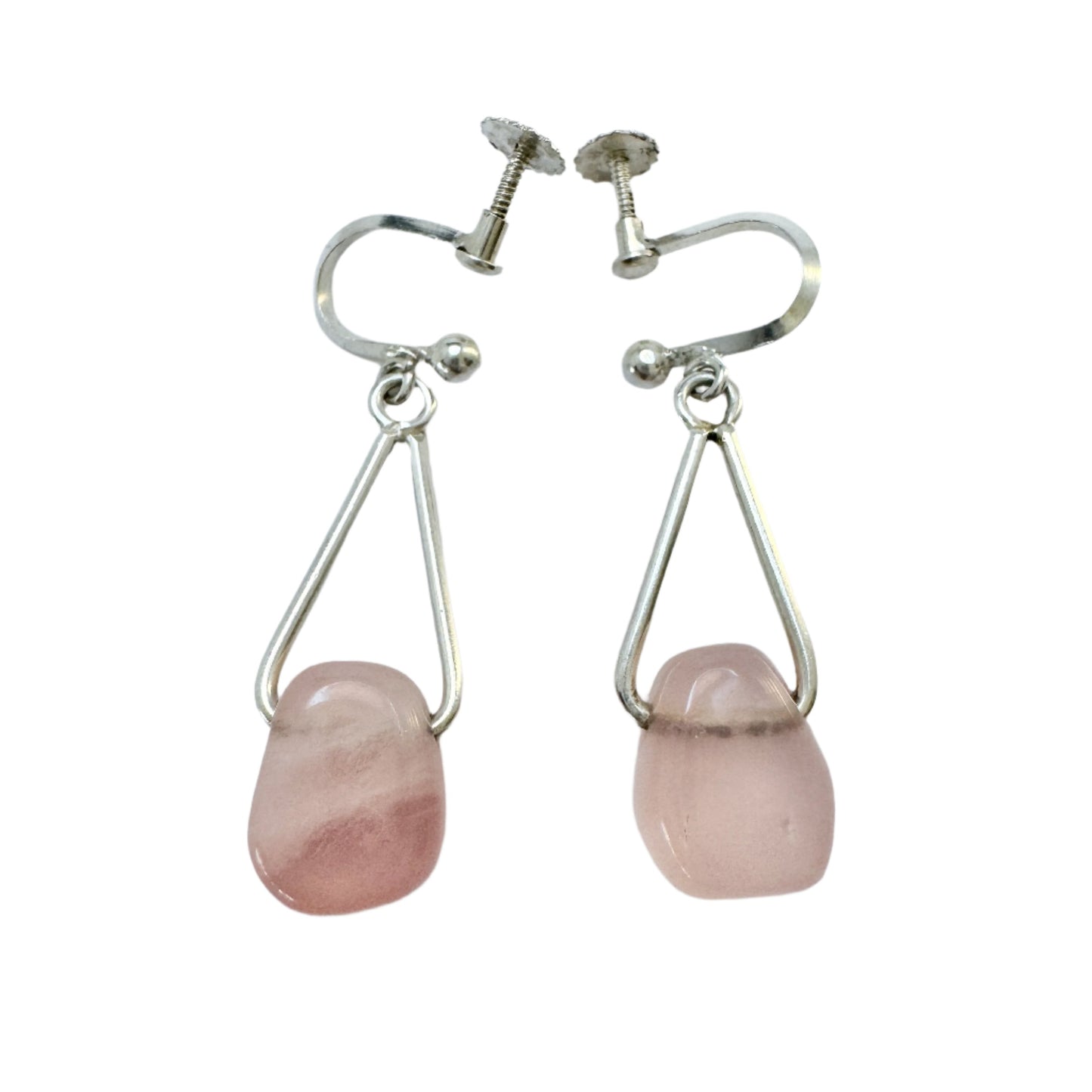 Raag & Havam, Sweden 1959. Vintage Solid Silver Rose Quartz Earrings.