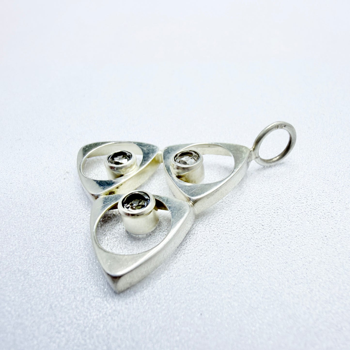 Salovaara, Finland 1970s. Vintage Sterling Silver Rock Crystal Pendant.