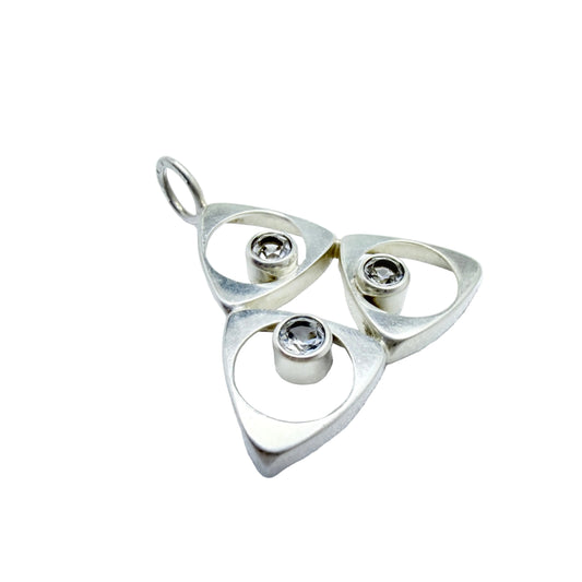 Salovaara, Finland 1970s. Vintage Sterling Silver Rock Crystal Pendant.