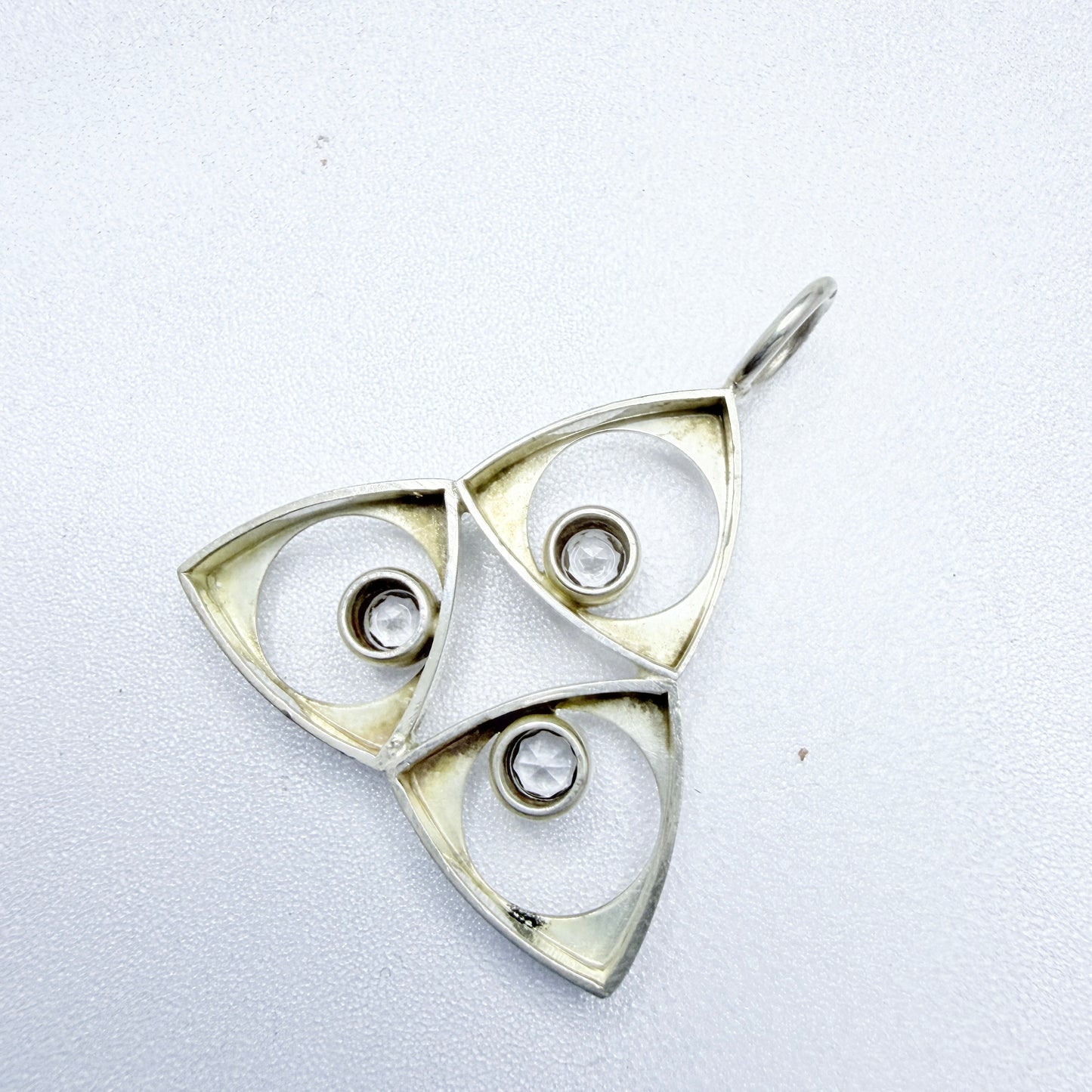 Salovaara, Finland 1970s. Vintage Sterling Silver Rock Crystal Pendant.