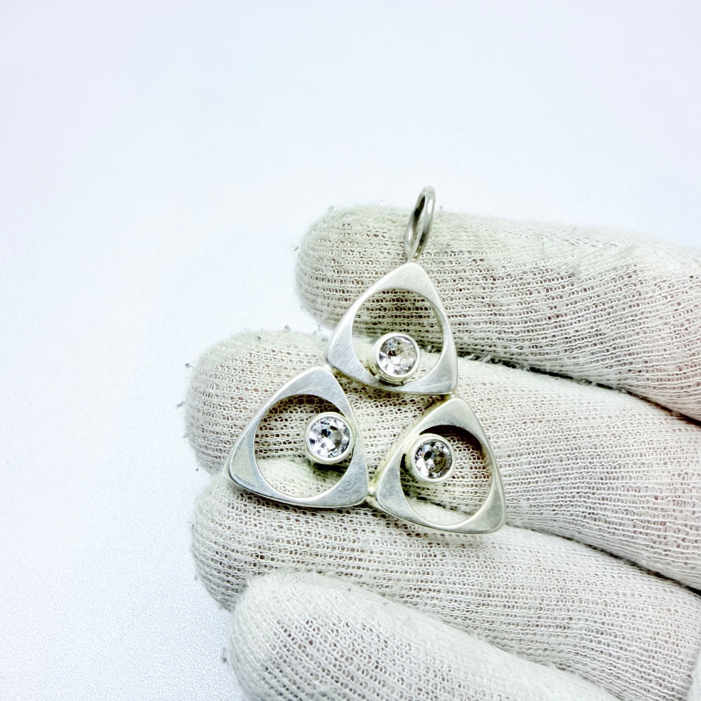 Salovaara, Finland 1970s. Vintage Sterling Silver Rock Crystal Pendant.