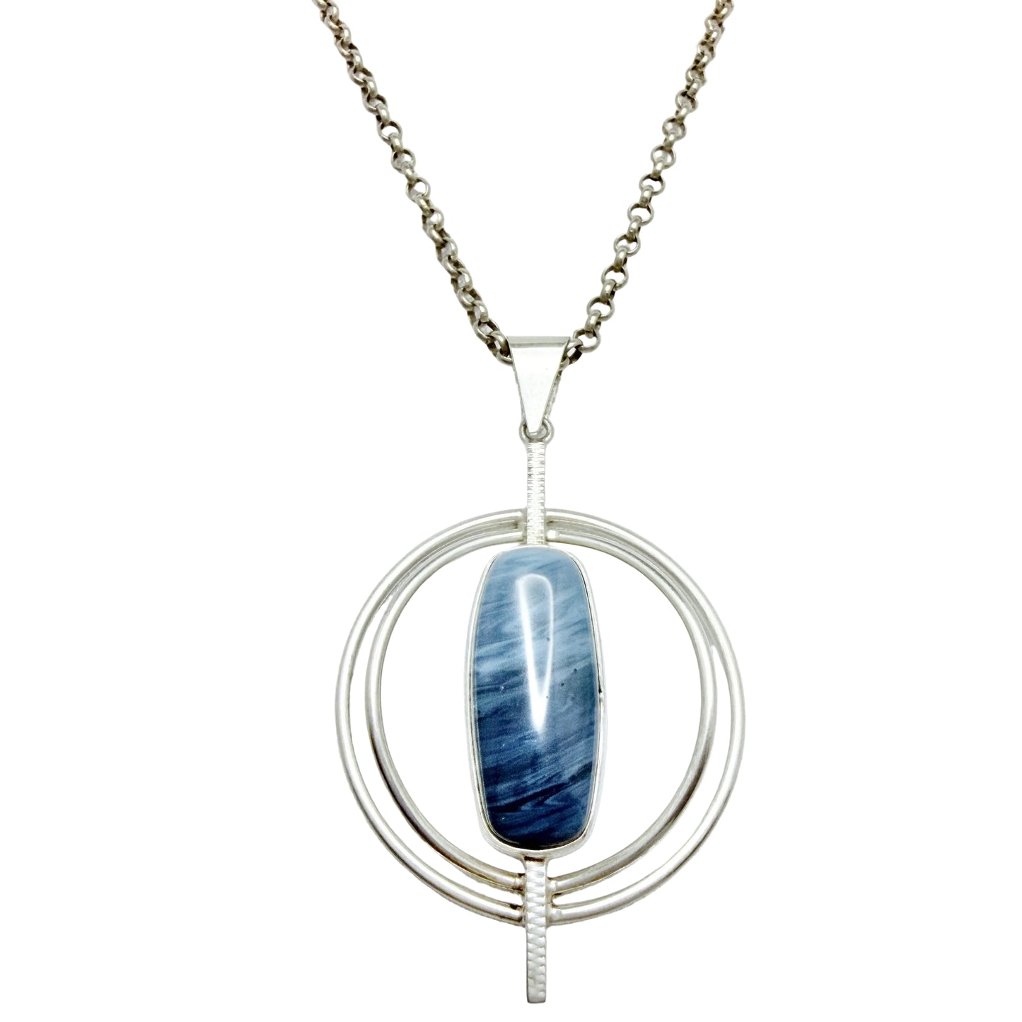 O Nordström, Sweden year 1967. Vintage Solid Silver Bergslagen-stone Pendant Necklace.