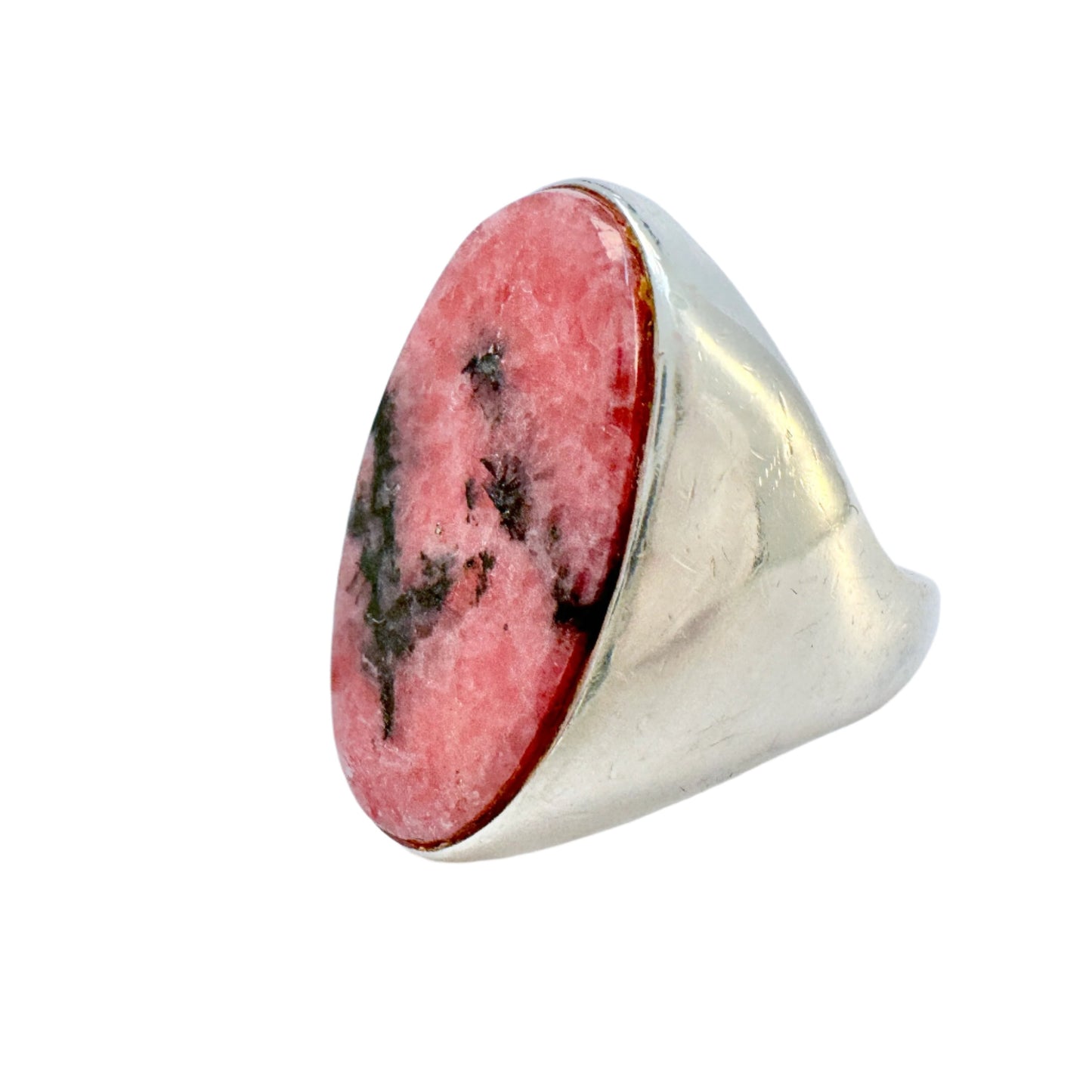 Joachim S'Paliu, Spain. Vintage Modernist Sterling Silver Rhodonite Ring.