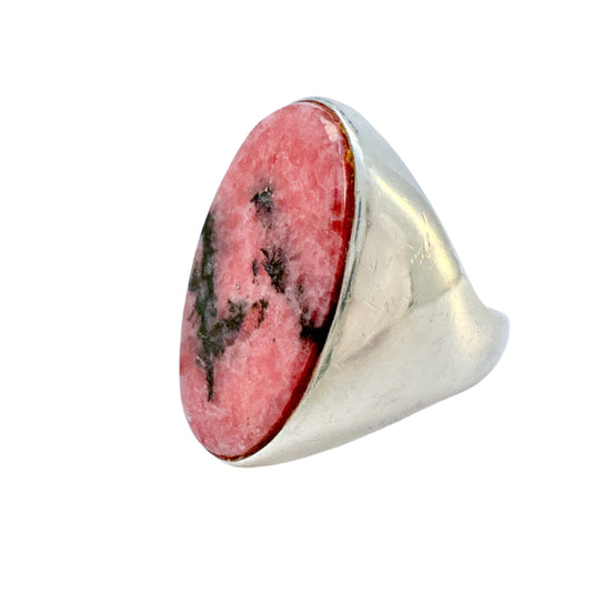 Joachim S'Paliu, Spain. Vintage Modernist Sterling Silver Rhodonite Ring.