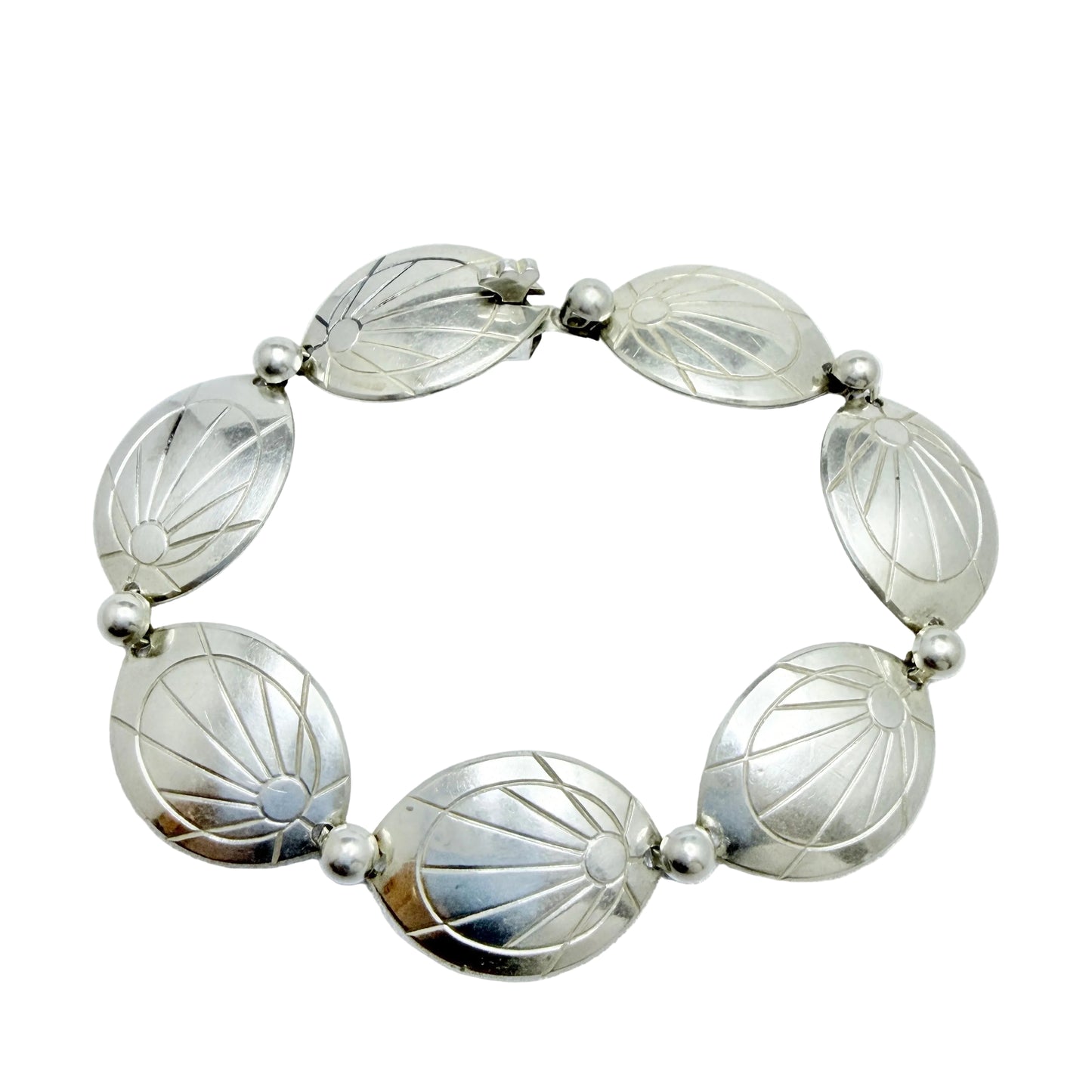 G Kaplan, Sweden 1958. Vintage Mid-century Solid Silver Bracelet.