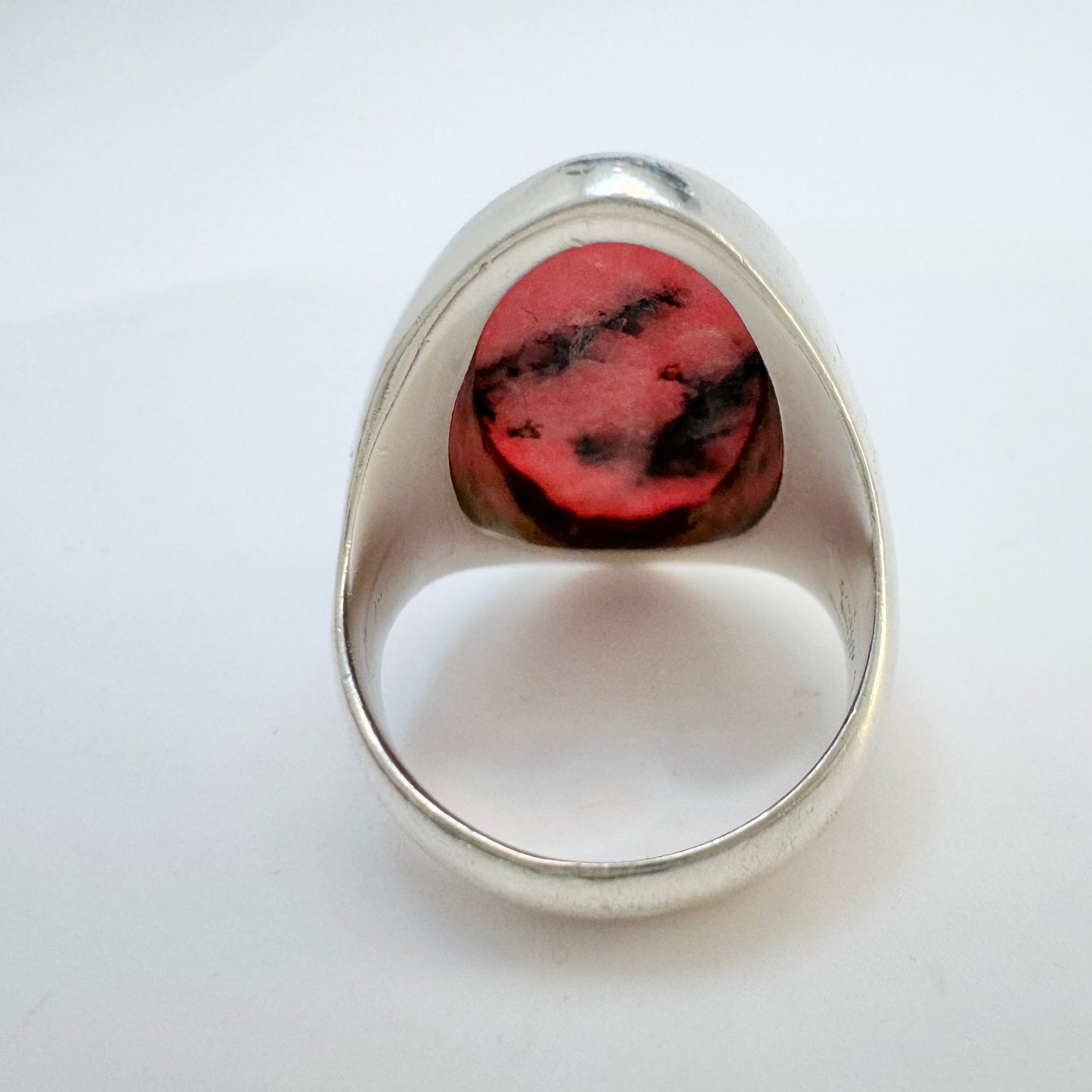 Joachim S'Paliu, Spain. Vintage Modernist Sterling Silver Rhodonite Ring.