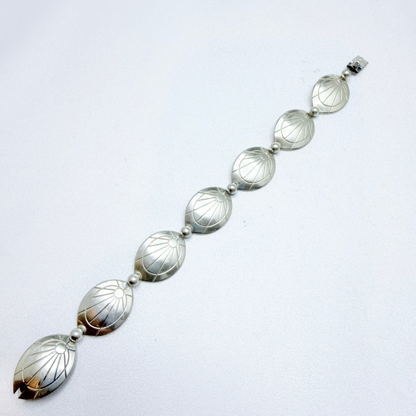 G Kaplan, Sweden 1958. Vintage Mid-century Solid Silver Bracelet.