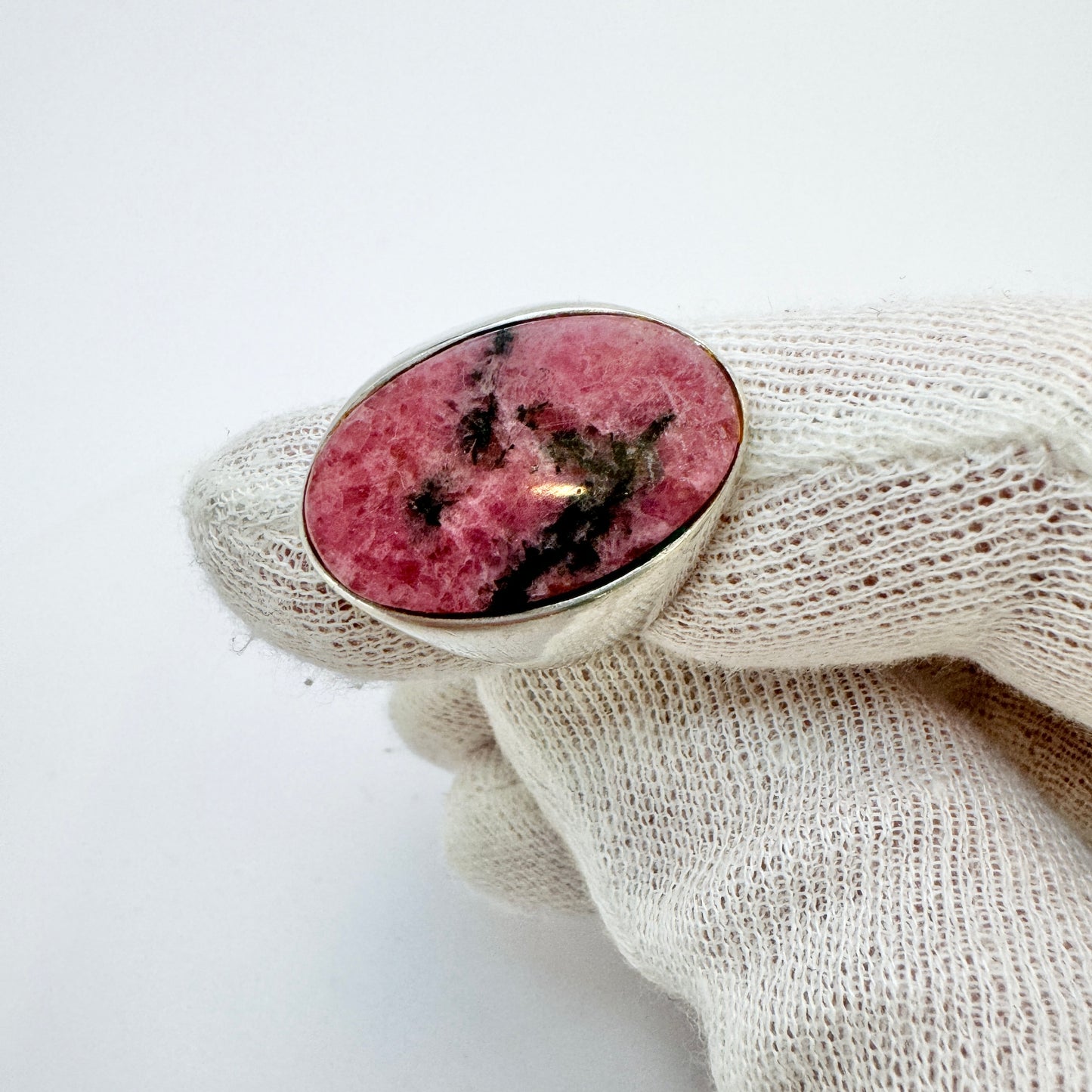 Joachim S'Paliu, Spain. Vintage Modernist Sterling Silver Rhodonite Ring.