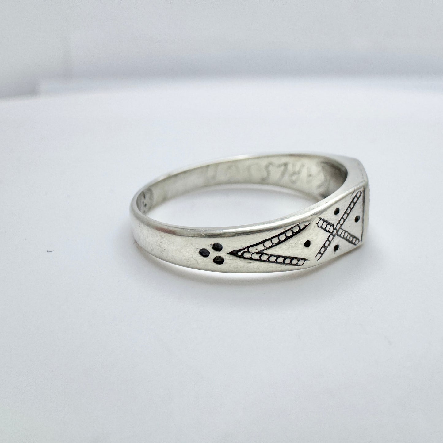 Bernhard Hertz, Denmark 1919. Antique Solid Silver Signet Ring