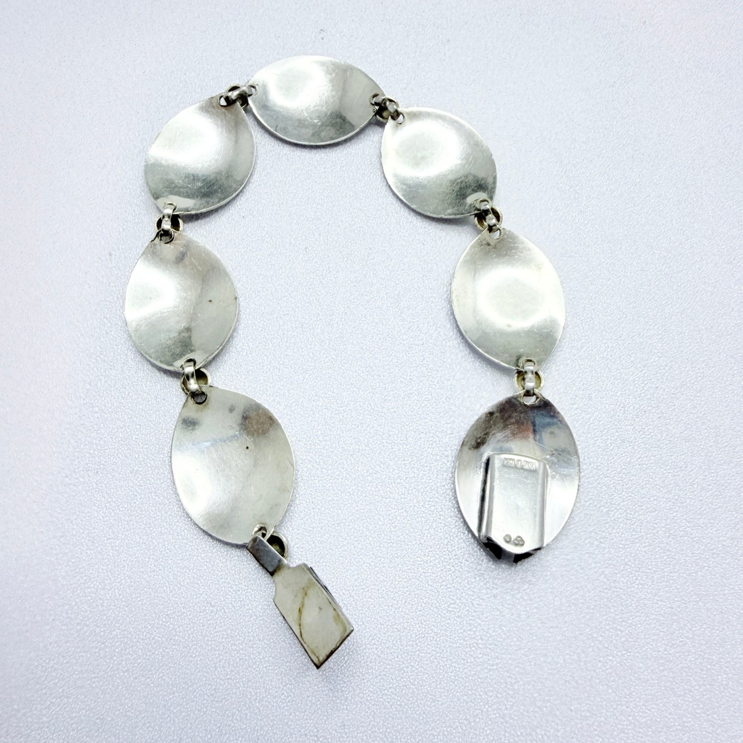 G Kaplan, Sweden 1958. Vintage Mid-century Solid Silver Bracelet.