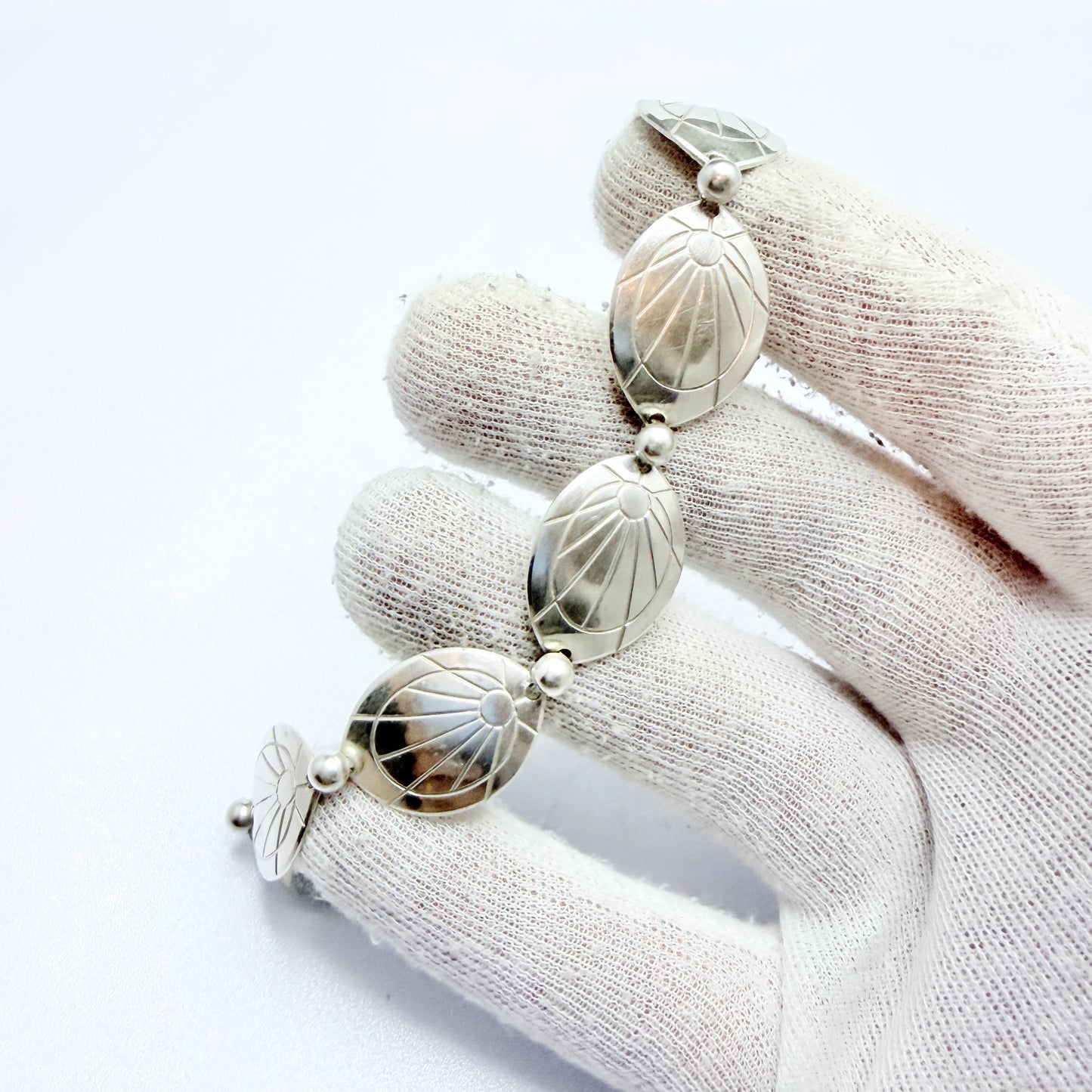 G Kaplan, Sweden 1958. Vintage Mid-century Solid Silver Bracelet.