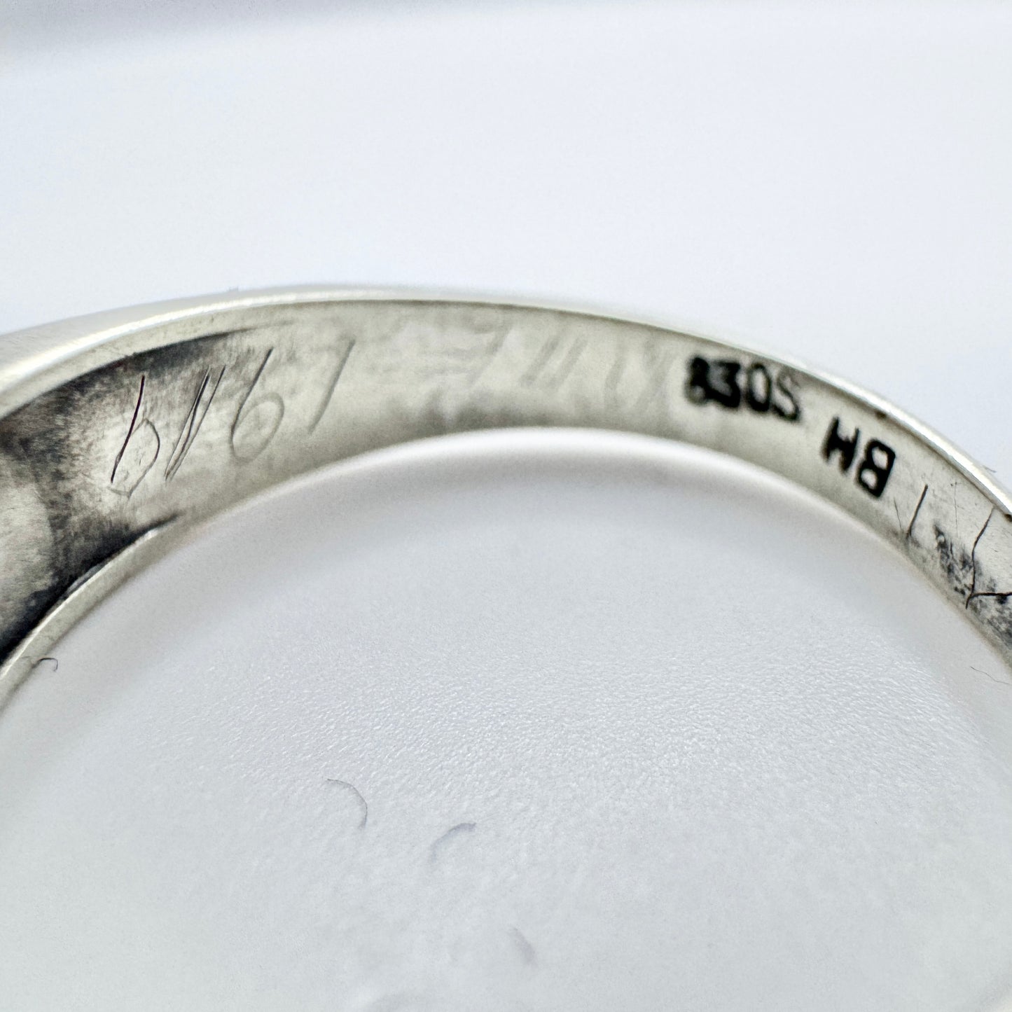 Bernhard Hertz, Denmark 1919. Antique Solid Silver Signet Ring