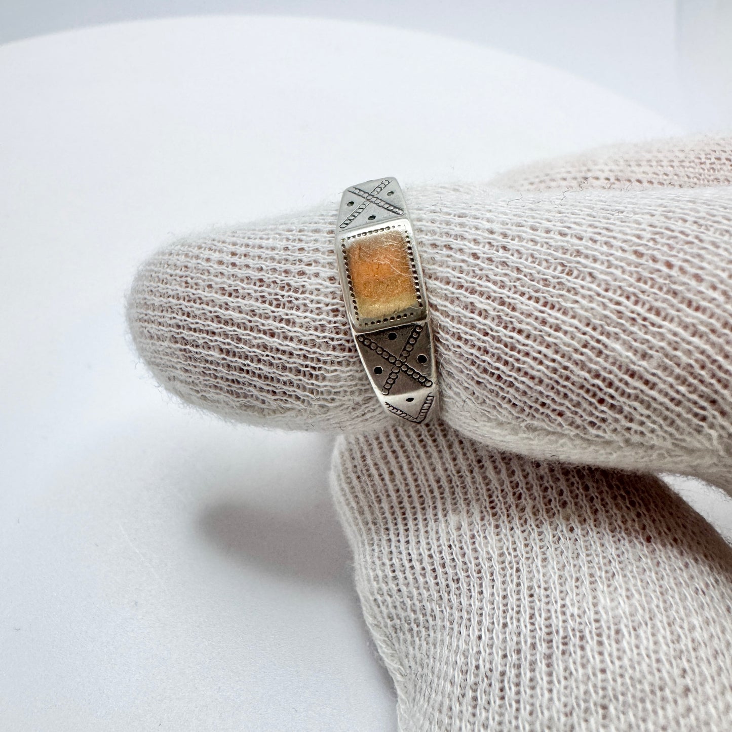 Bernhard Hertz, Denmark 1919. Antique Solid Silver Signet Ring