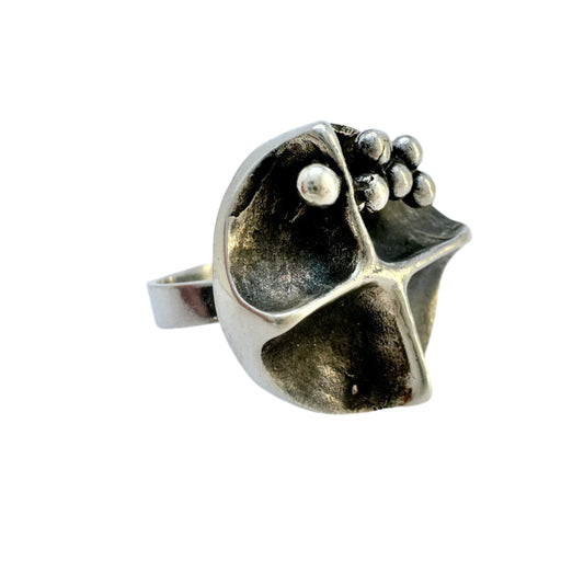 Alpo Tammi, Finland 1971. Vintage Modernist Brutalist Silver Ring.