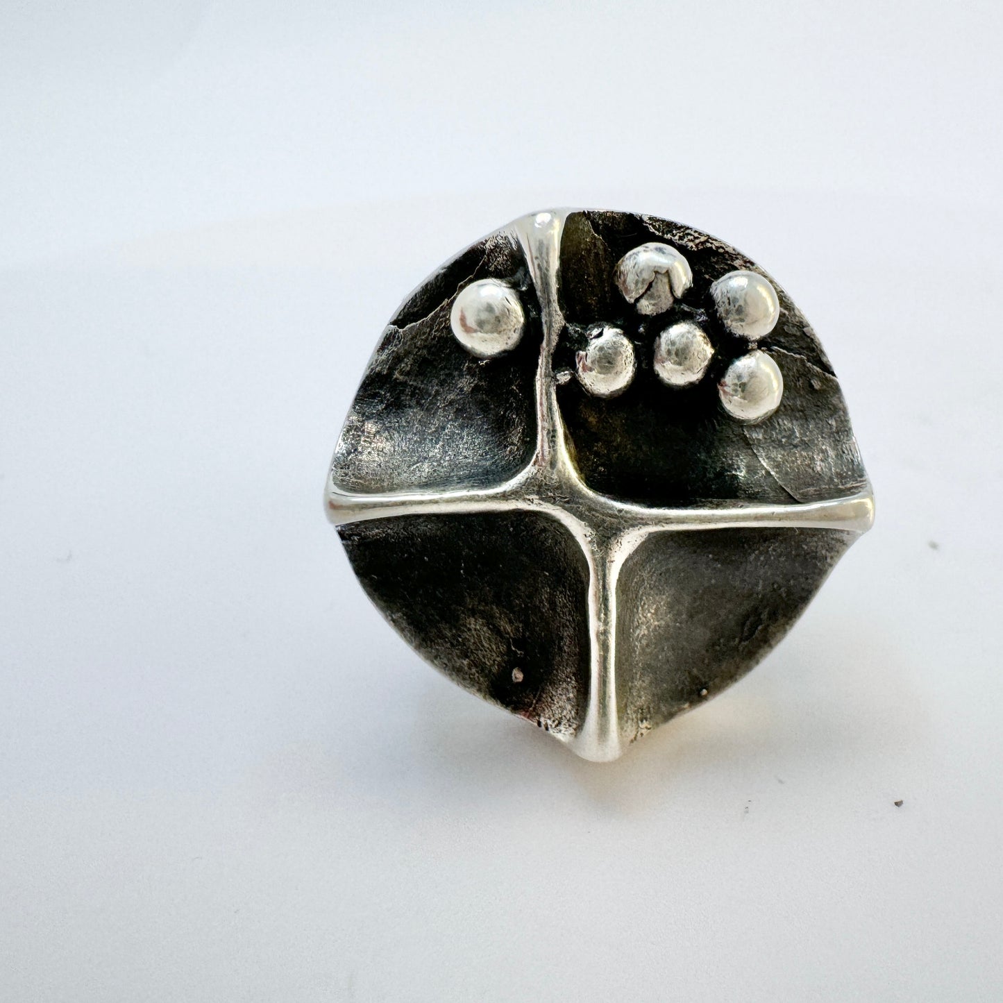 Alpo Tammi, Finland 1971. Vintage Modernist Brutalist Silver Ring.