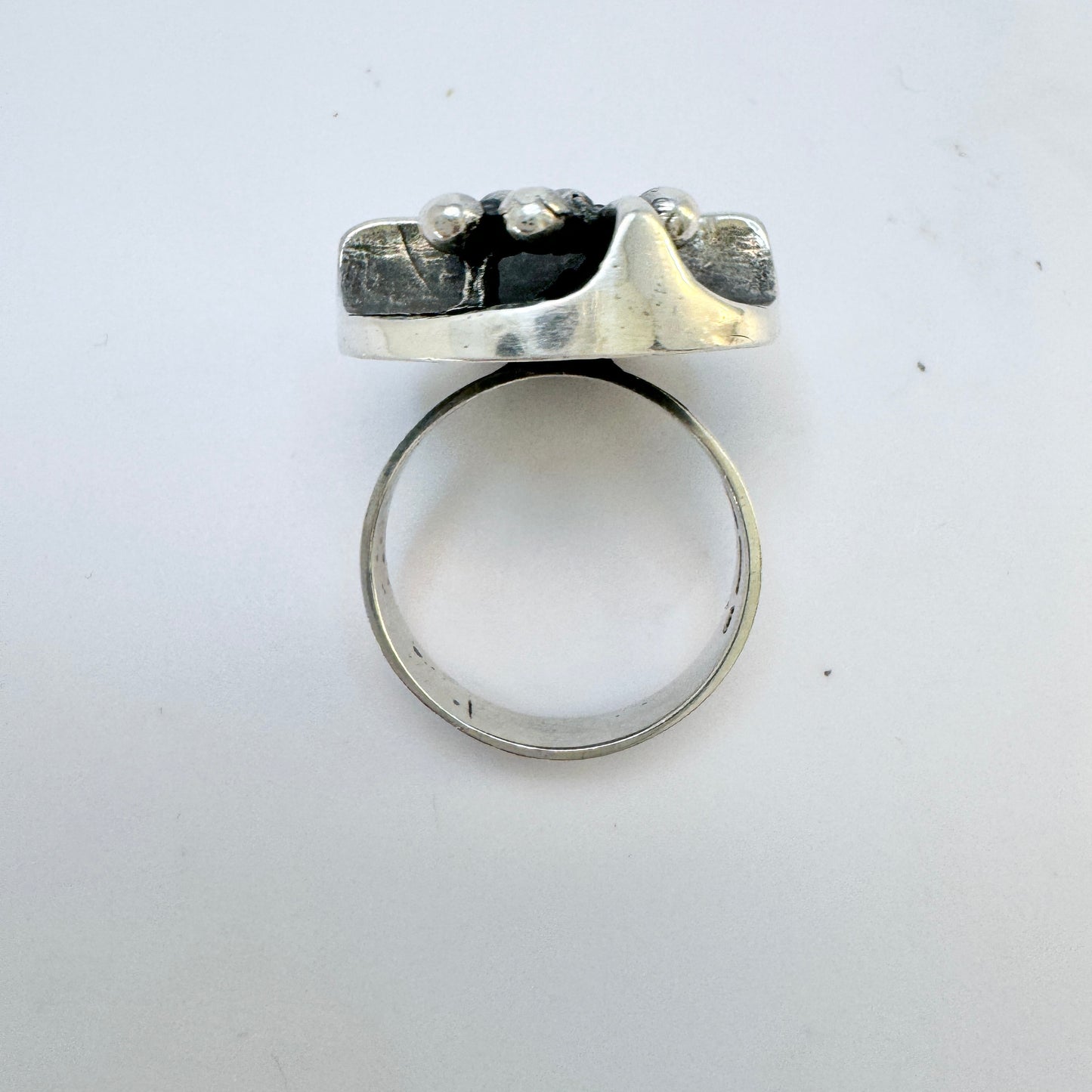 Alpo Tammi, Finland 1971. Vintage Modernist Brutalist Silver Ring.