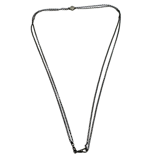 Antique Solid Silver Watch Chain w Slider and Dog Clip in Necklace Length.