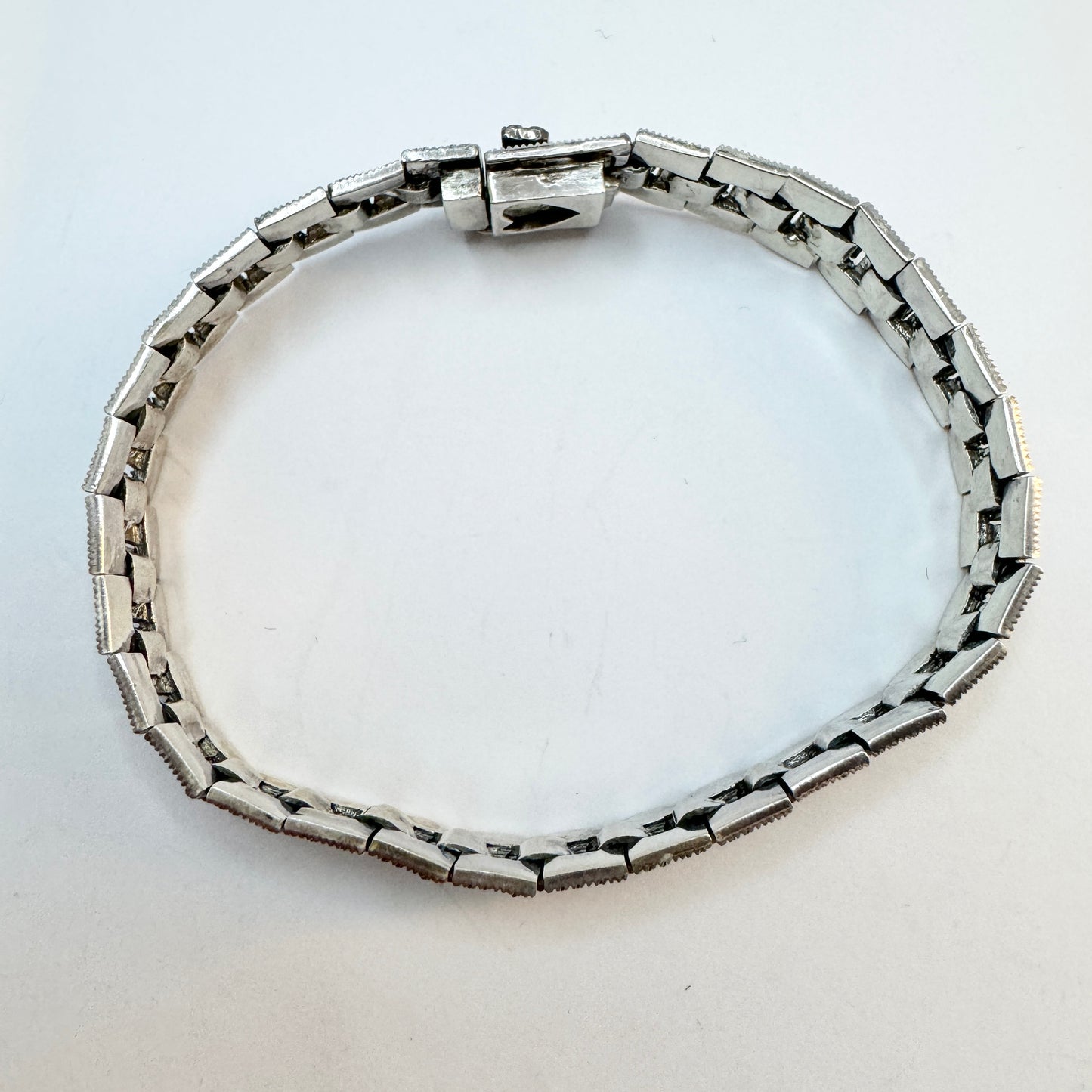 Vintage c 1950s Sterling Silver Marcasite Bracelet.