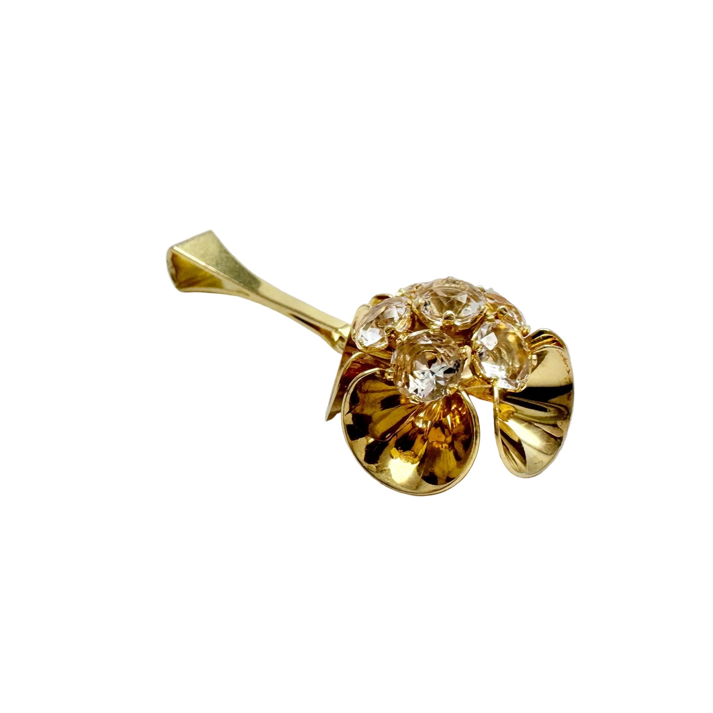 Elis Kauppi, Kupittaan Kulta Finland c 1960s. Vintage 18k Gold Rock Crystal Pendant.