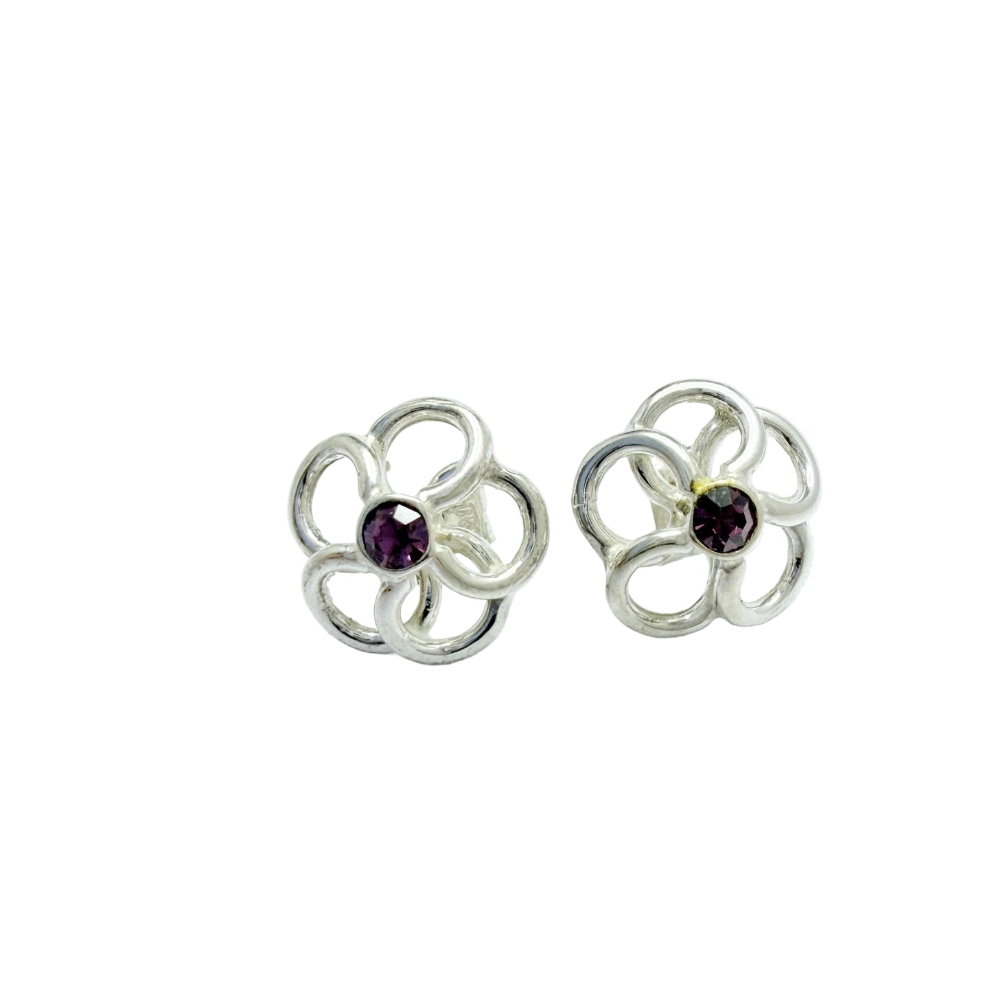 Victor Janson, Sweden. Vintage Sterling Silver Amethyst Stud Earrings.