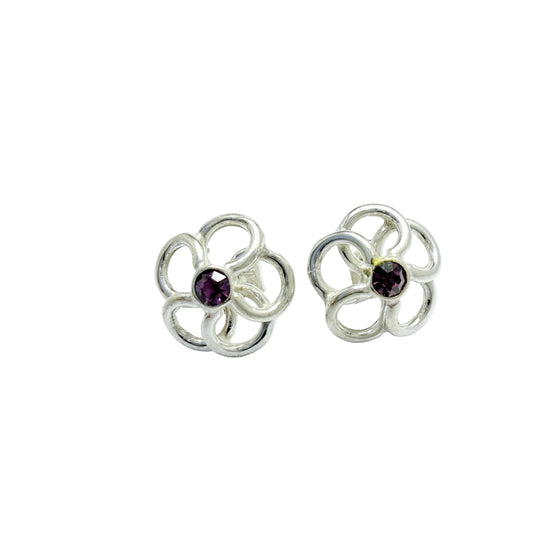 Victor Janson, Sweden. Vintage Sterling Silver Amethyst Stud Earrings.
