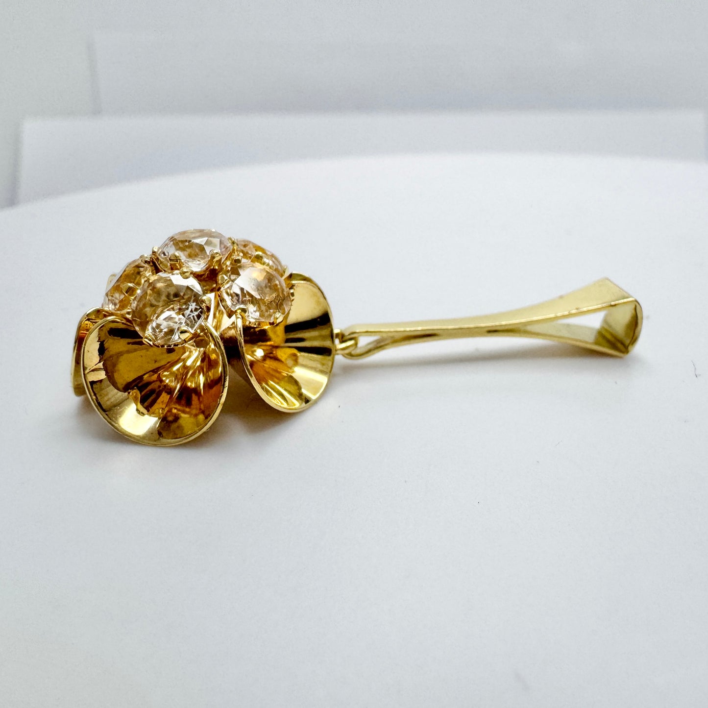 Elis Kauppi, Kupittaan Kulta Finland c 1960s. Vintage 18k Gold Rock Crystal Pendant.