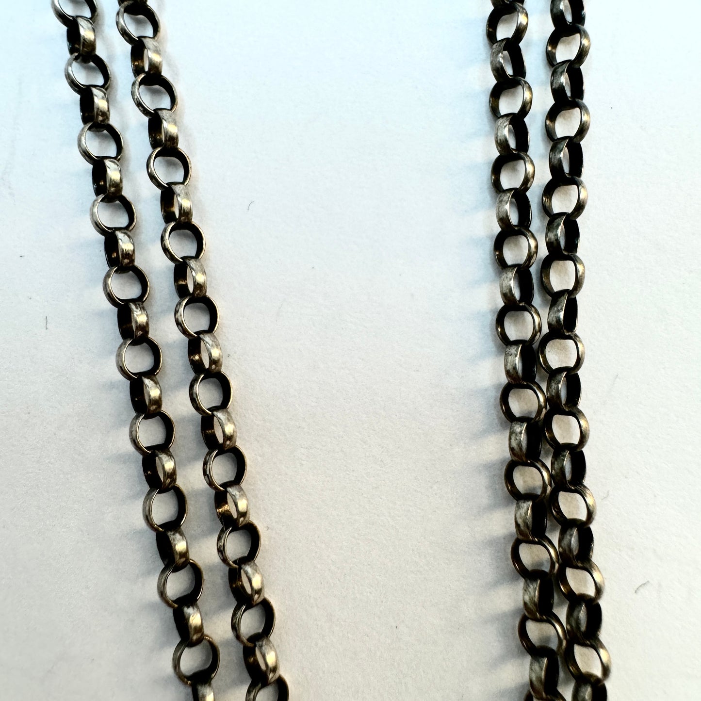 Denmark early 1900s. Antique Solid Silver60 inch Longuard Chain Necklace.