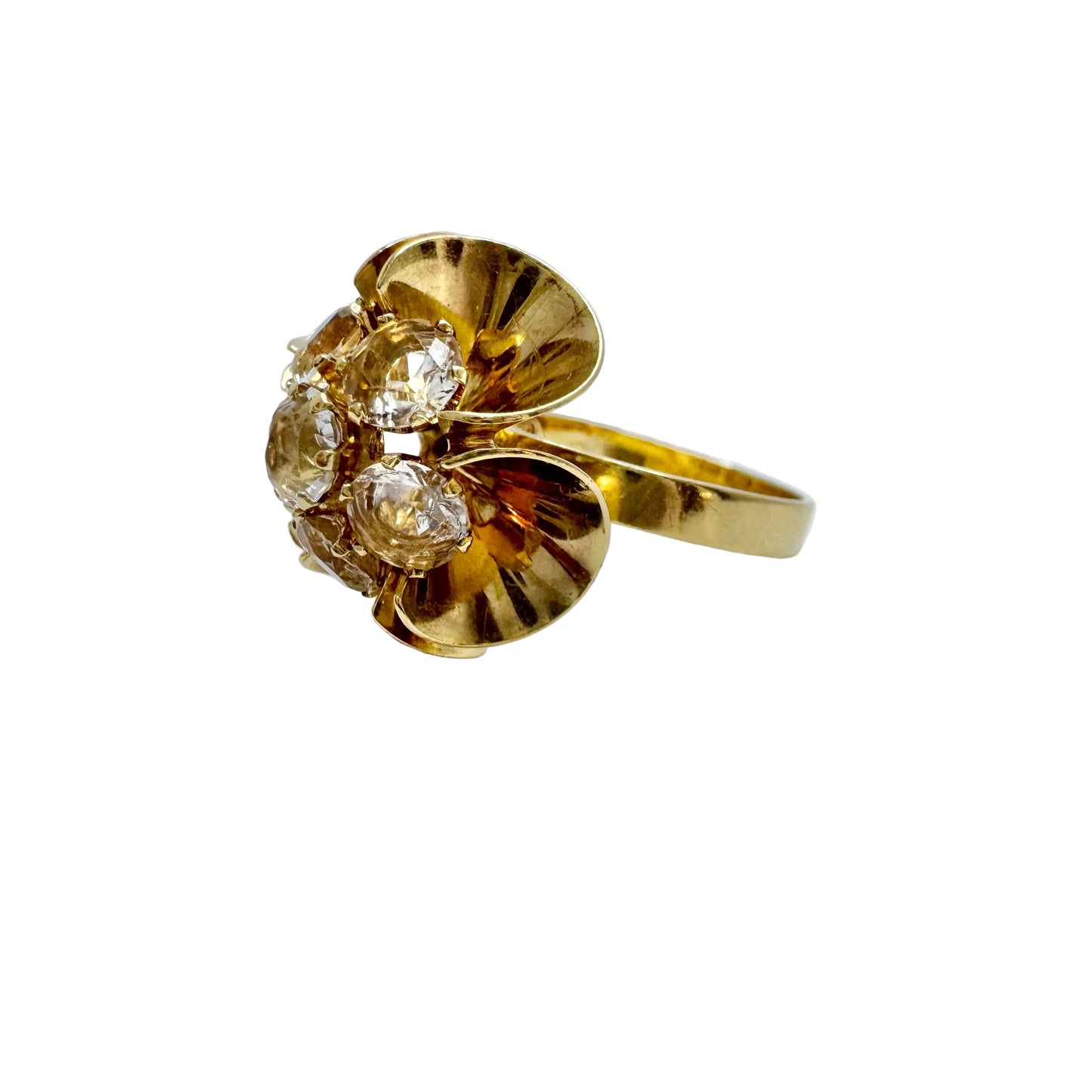 Elis Kauppi, Kupittaan Kulta Finland c 1960s. Vintage 18k Gold Rock Crystal Ring.