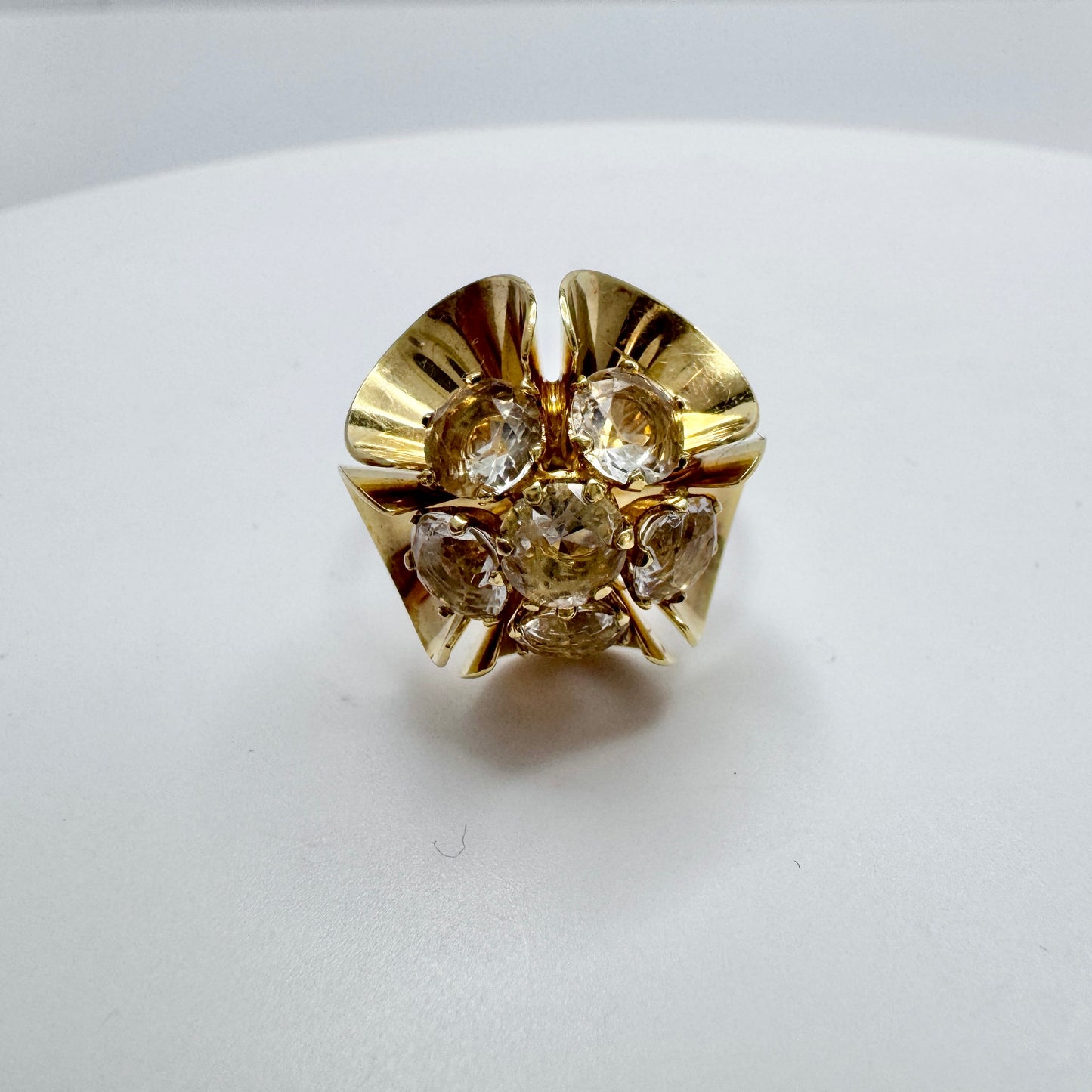 Elis Kauppi, Kupittaan Kulta Finland c 1960s. Vintage 18k Gold Rock Crystal Ring.