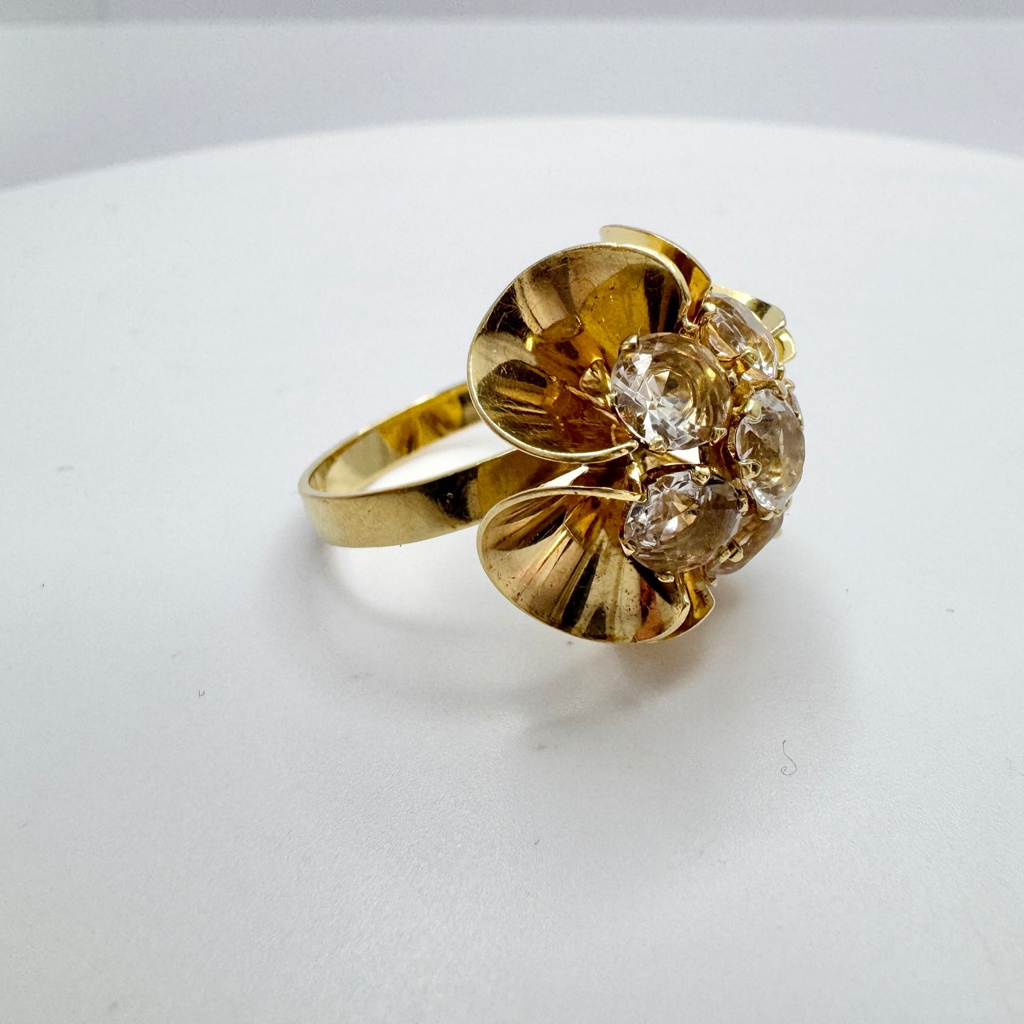 Elis Kauppi, Kupittaan Kulta Finland c 1960s. Vintage 18k Gold Rock Crystal Ring.
