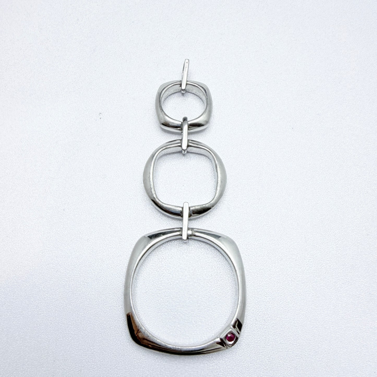 ELLE. Large Sterling Silver Synthetic Pink Sapphire Pendant.