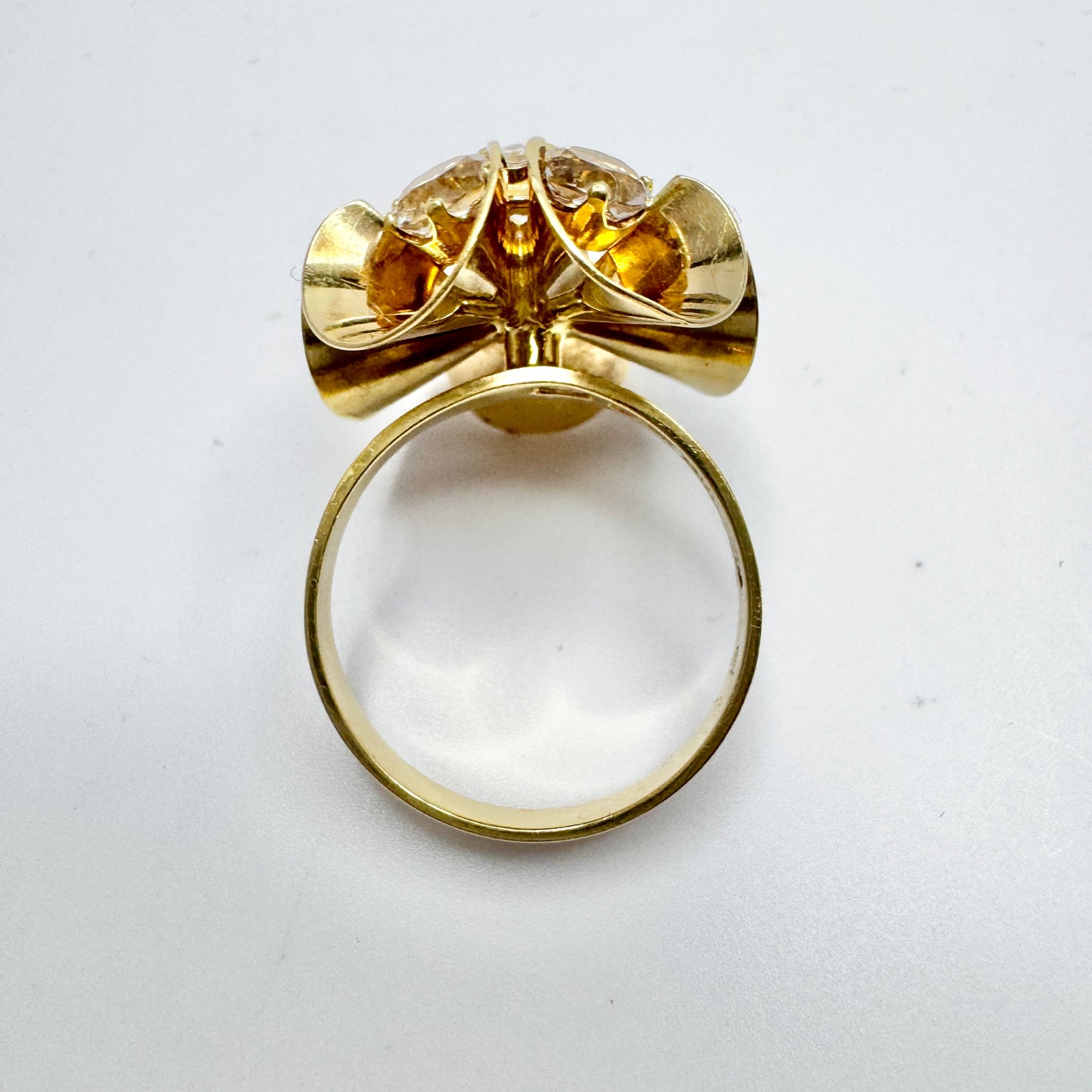 Elis Kauppi, Kupittaan Kulta Finland c 1960s. Vintage 18k Gold Rock Crystal Ring.