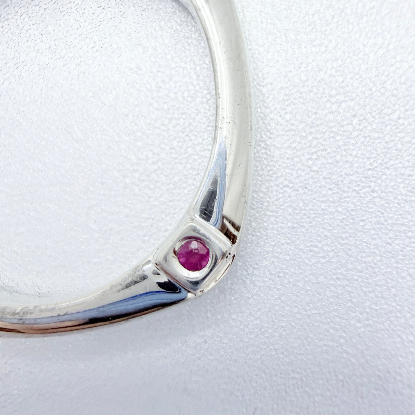 ELLE. Large Sterling Silver Synthetic Pink Sapphire Pendant.