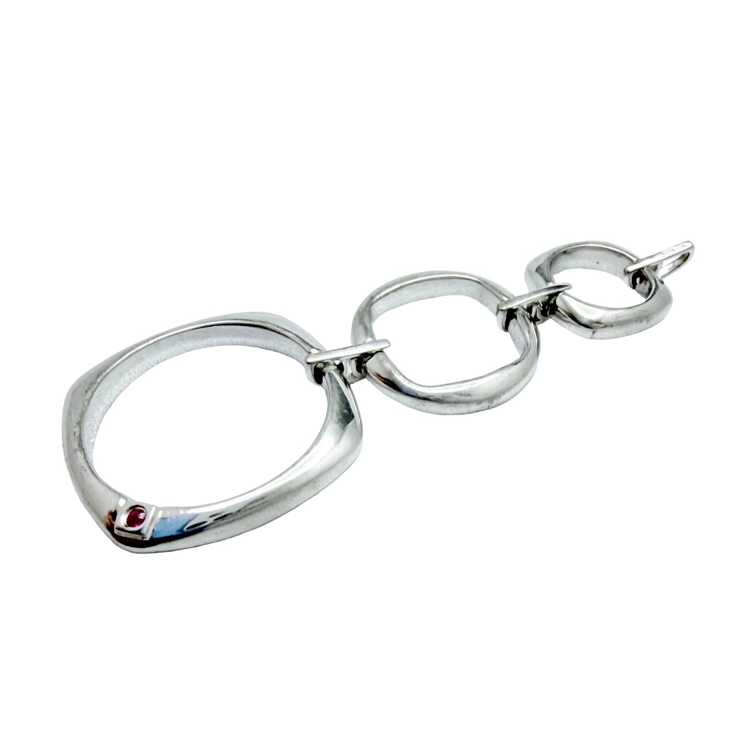 ELLE. Large Sterling Silver Synthetic Pink Sapphire Pendant.