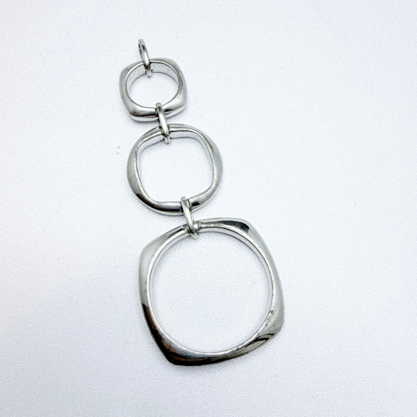 ELLE. Large Sterling Silver Synthetic Pink Sapphire Pendant.
