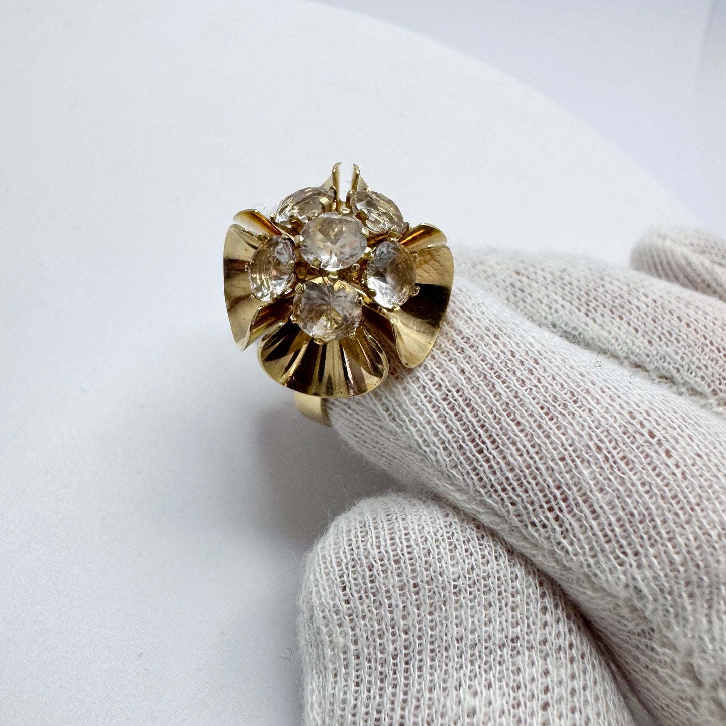 Elis Kauppi, Kupittaan Kulta Finland c 1960s. Vintage 18k Gold Rock Crystal Ring.