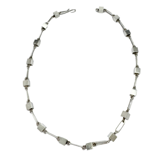 Arne Johansen, Denmark ca 1960s. Vintage Sterling Silver Cube Necklace.