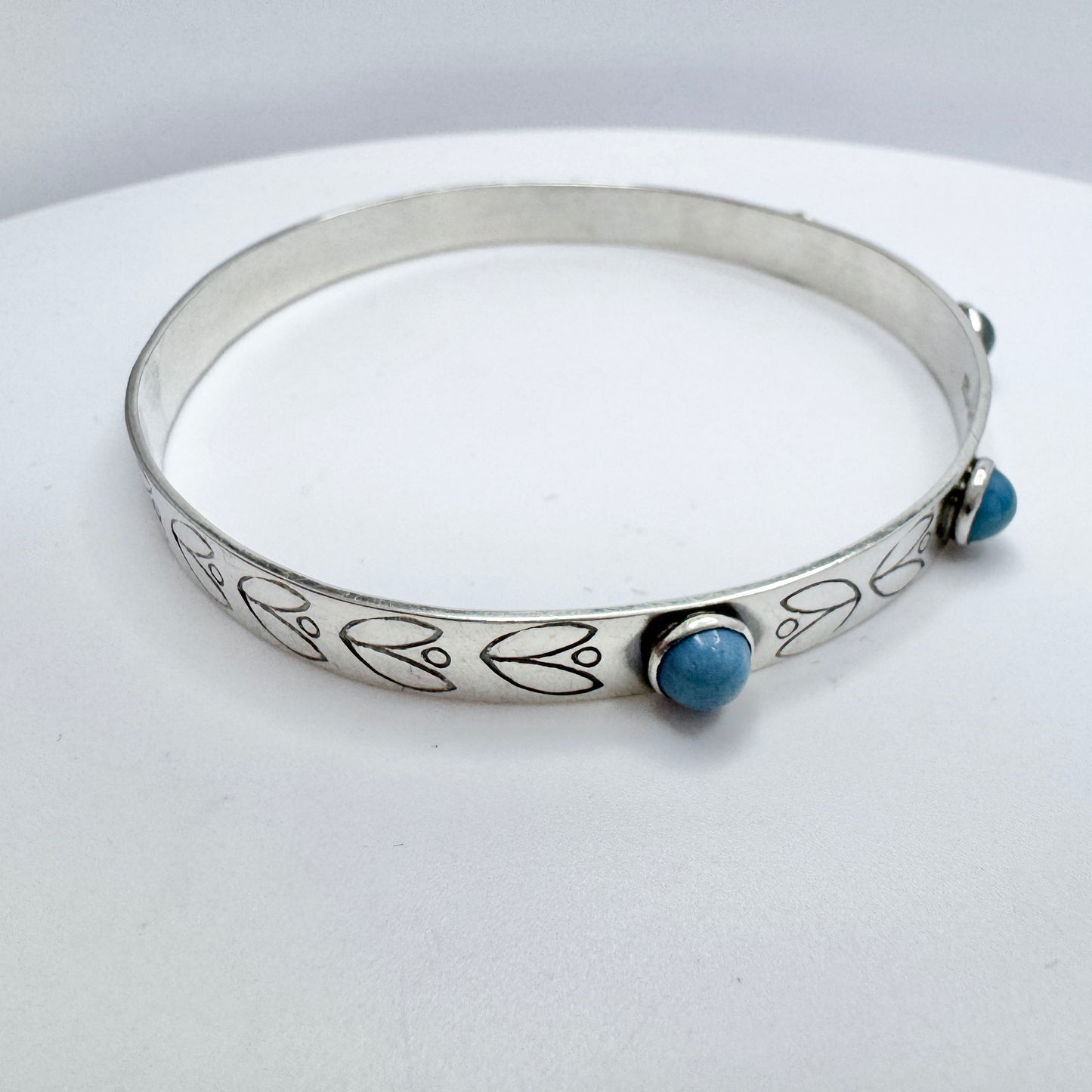 Victor Janson, Sweden year 1960. Vintage Sterling Silver Bergslagen-stone Bangle.