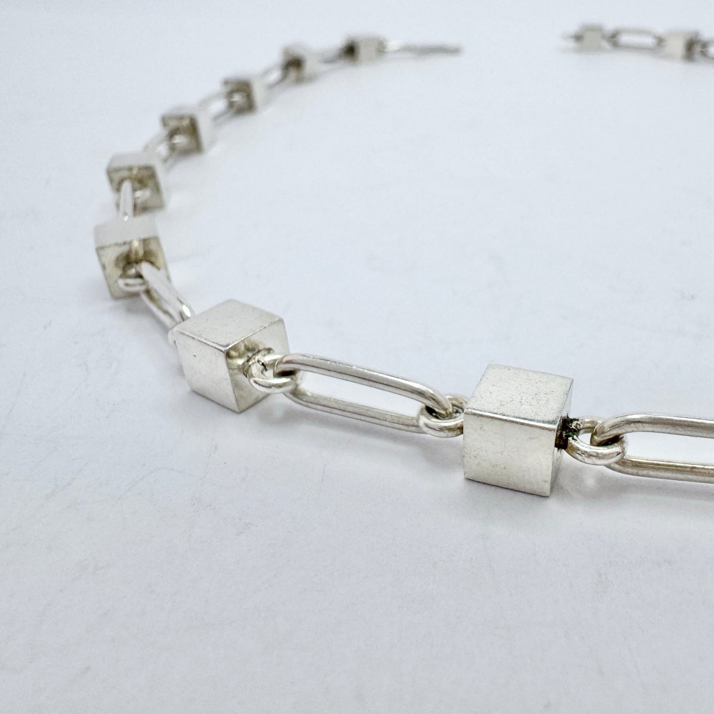 Arne Johansen, Denmark ca 1960s. Vintage Sterling Silver Cube Necklace.
