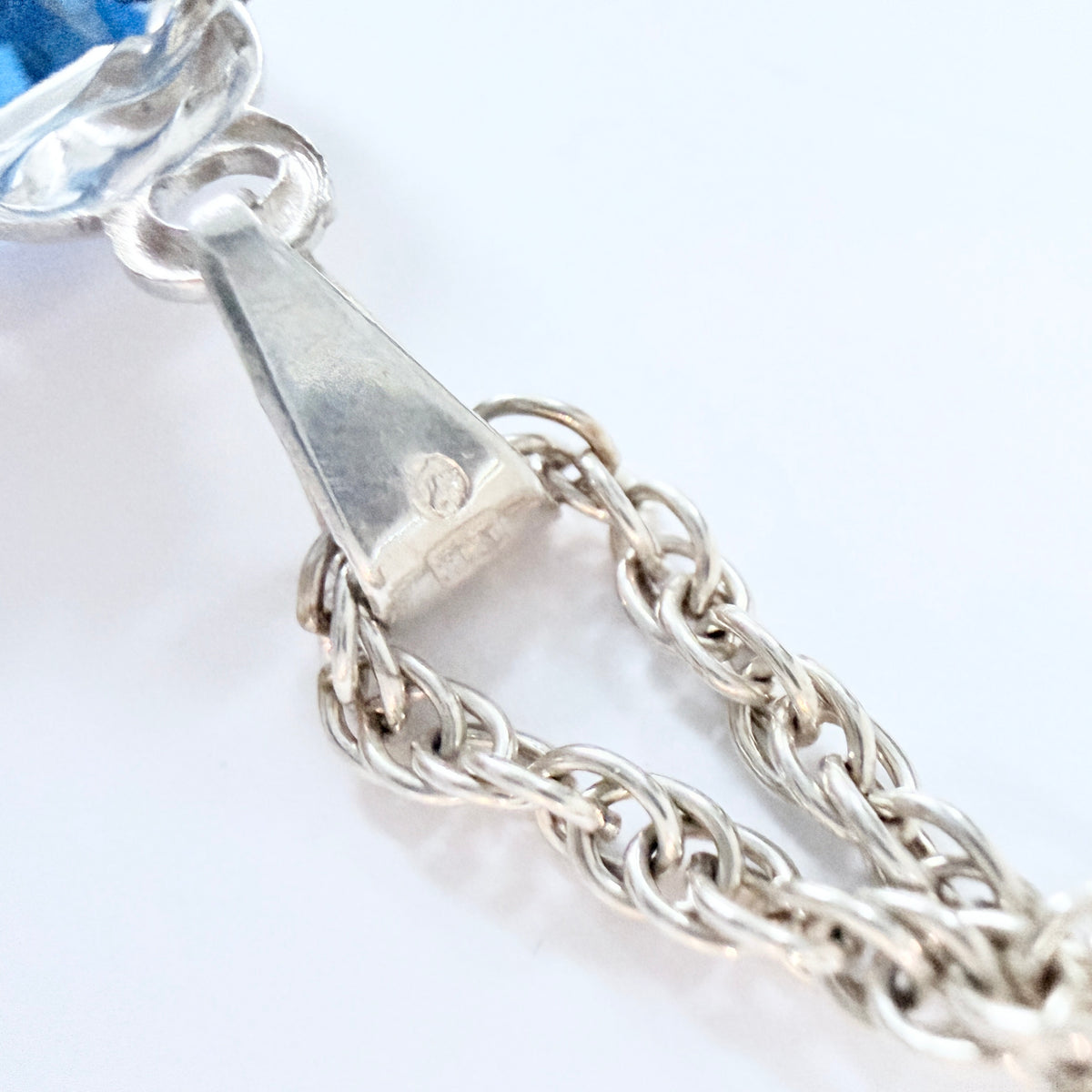 Per Emilson, Sweden 1940s. Solid Silver Intense Blue Glass Pendant Necklace.
