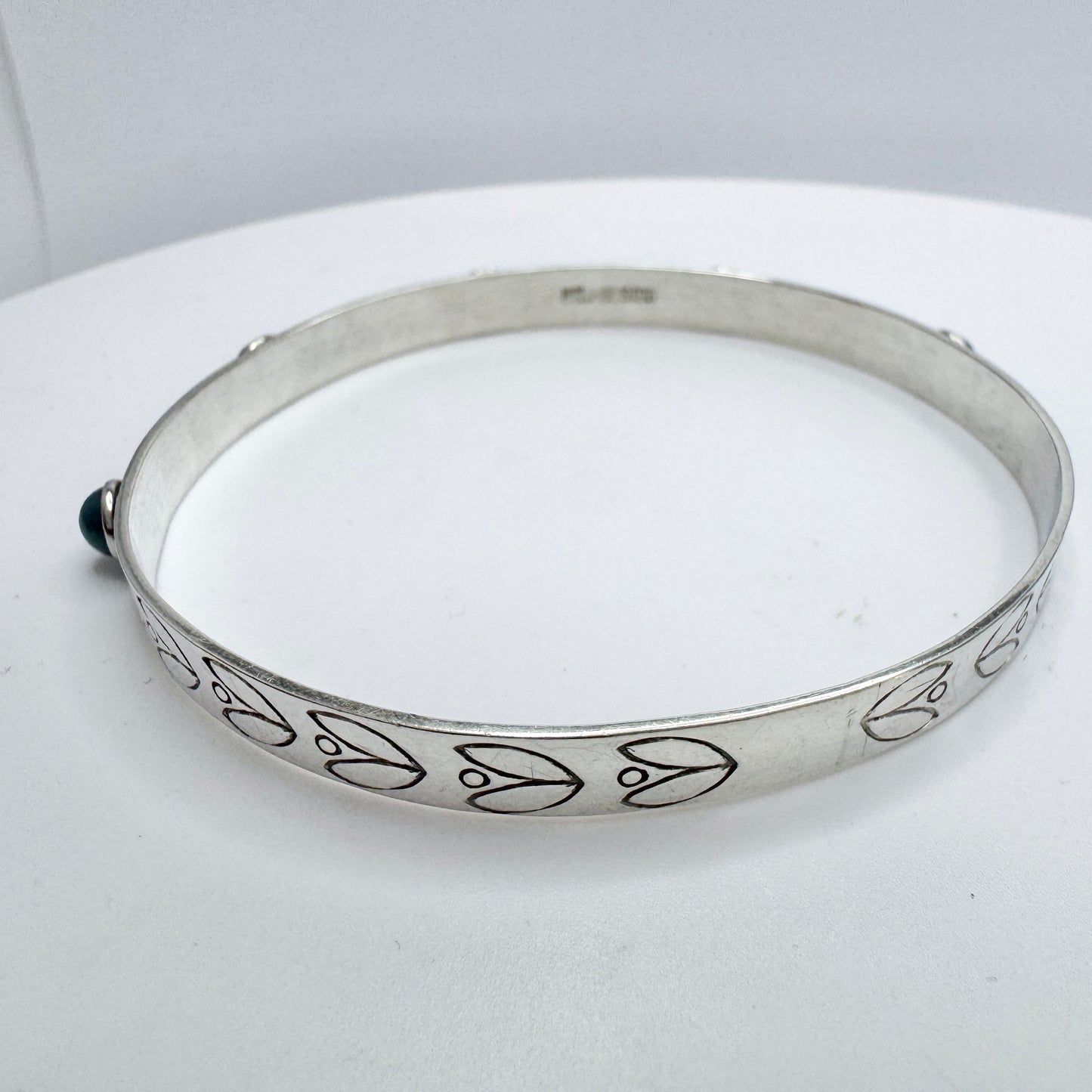 Victor Janson, Sweden year 1960. Vintage Sterling Silver Bergslagen-stone Bangle.