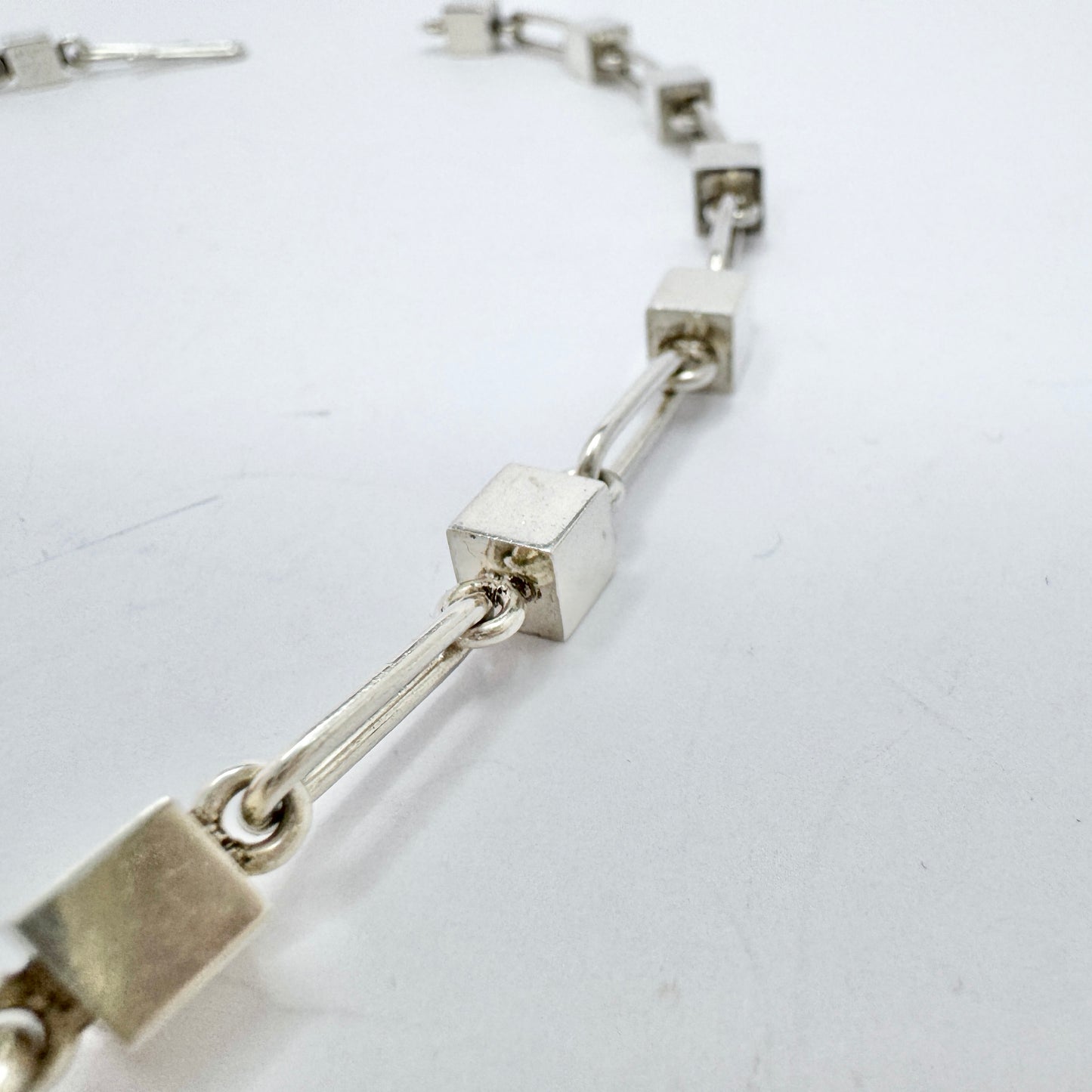 Arne Johansen, Denmark ca 1960s. Vintage Sterling Silver Cube Necklace.