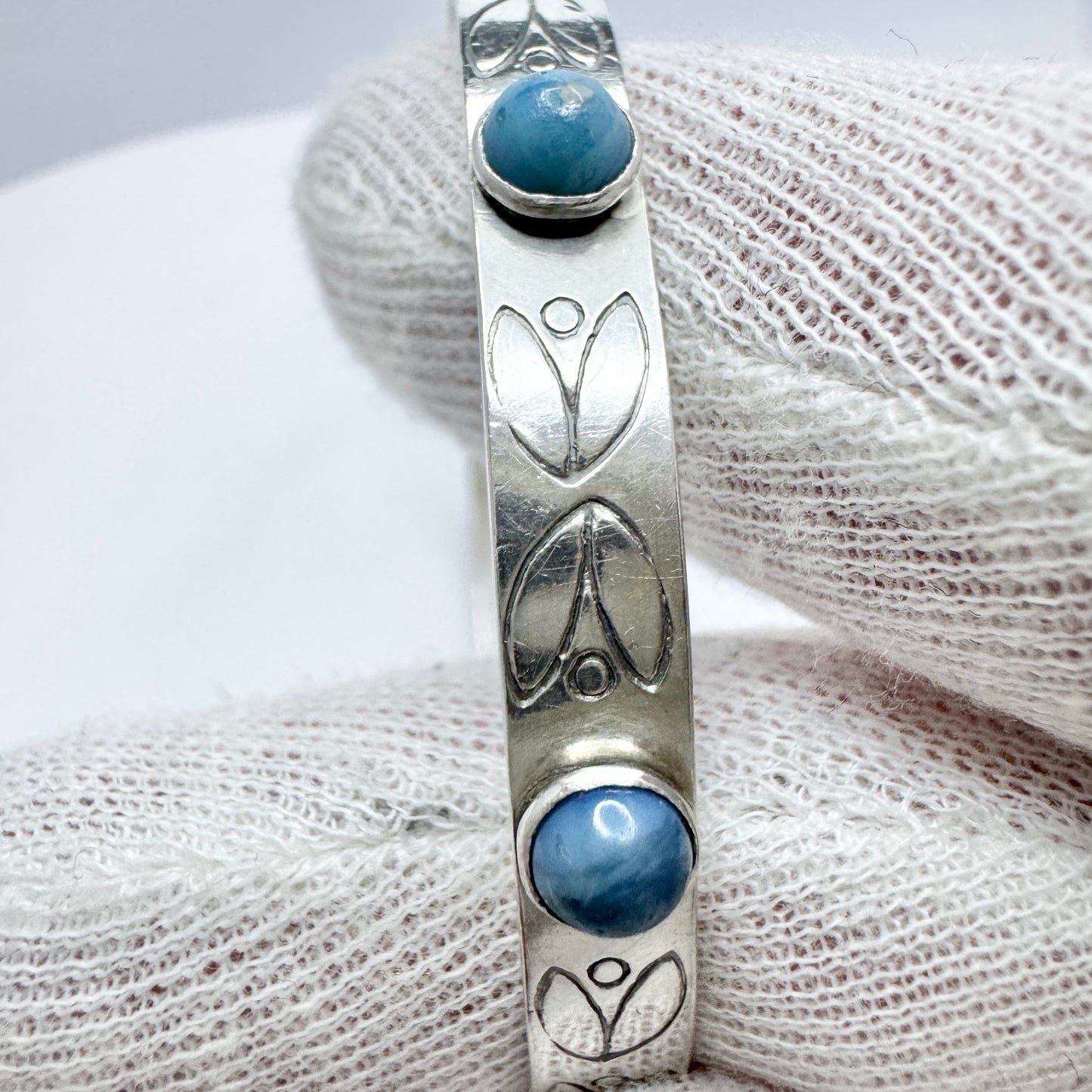 Victor Janson, Sweden year 1960. Vintage Sterling Silver Bergslagen-stone Bangle.