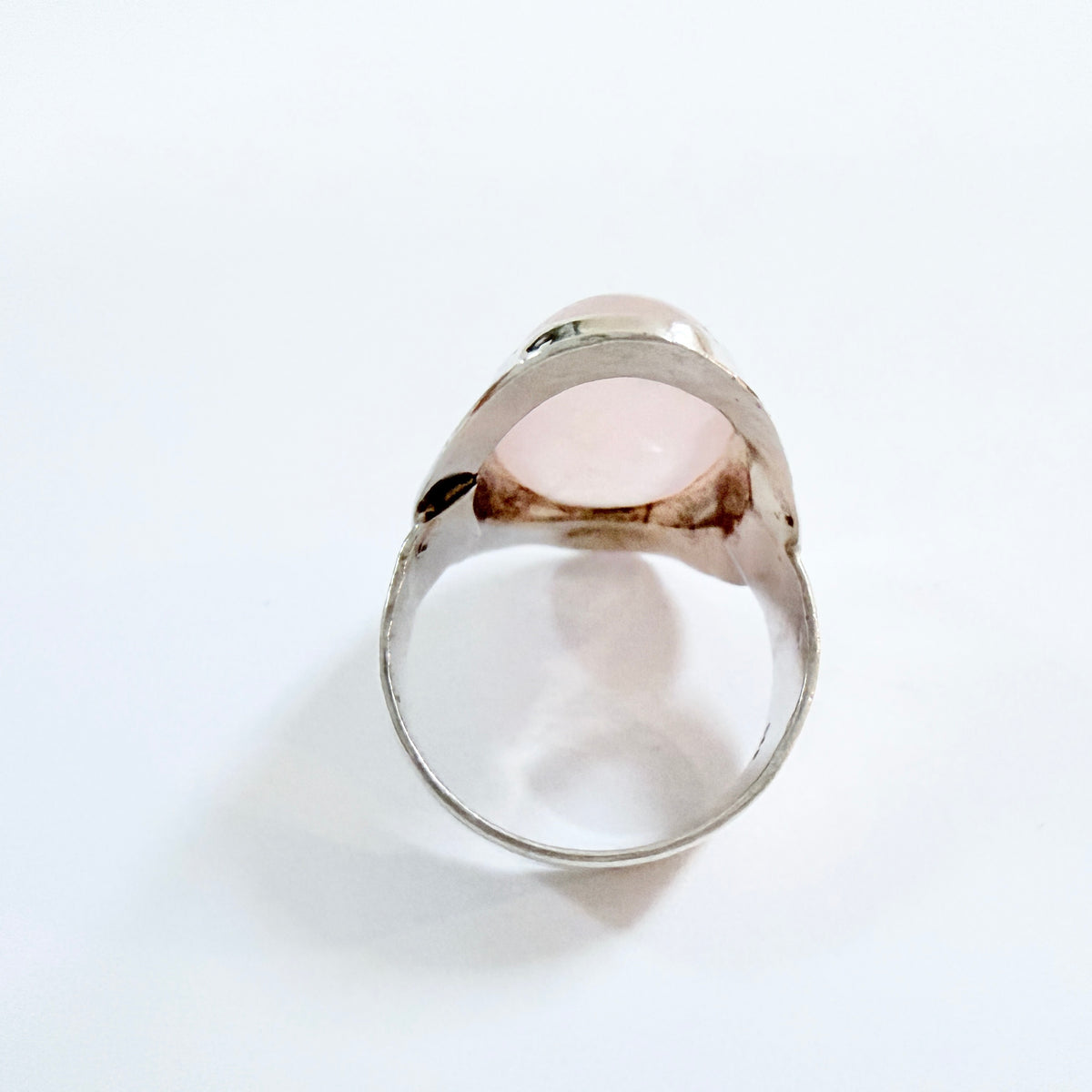Vintage 1960s. Solid Silver Rose Quartz Ring.